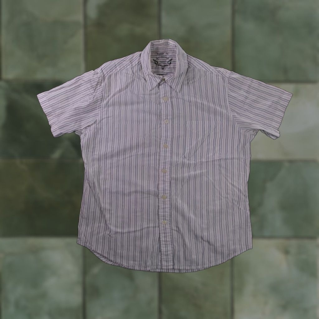 Vintage Arizona Jean Company Mens Medium White Striped Short Sleeve Button-Up Casual Classic Shirt Size US M / EU 48-50 / 2 - 1 Thumbnail