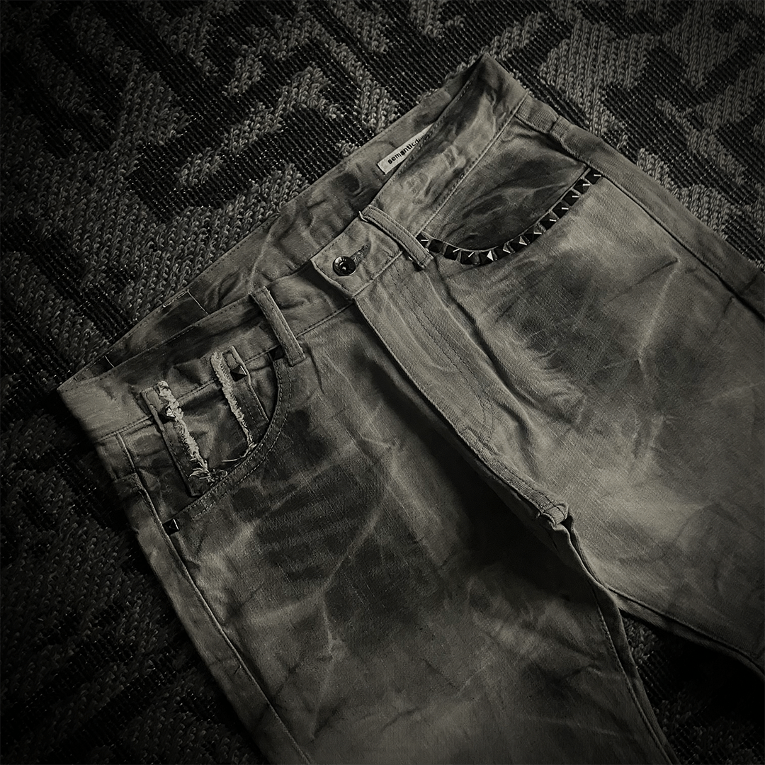 Japanese Brand Semantic Design Tie dye Studded Distressed Flared Denim Size US 31 - 4 Thumbnail