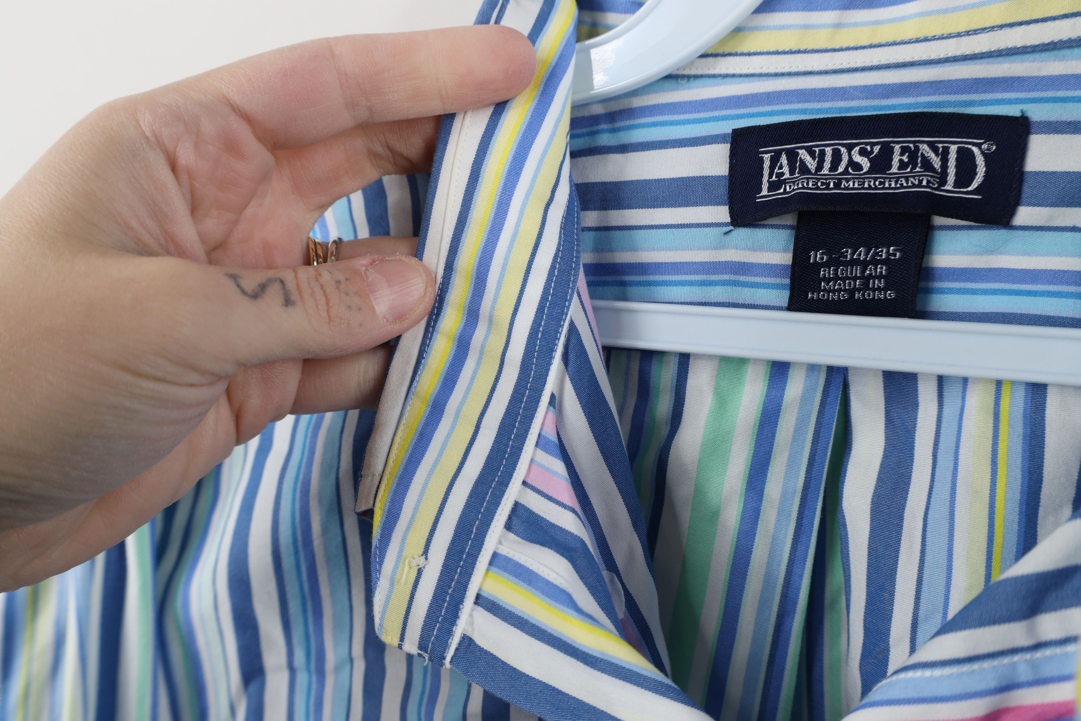 Lands' End Vintage 90s Lands End Striped Collared Button Down Shirt Size US M / EU 48-50 / 2 - 8 Thumbnail