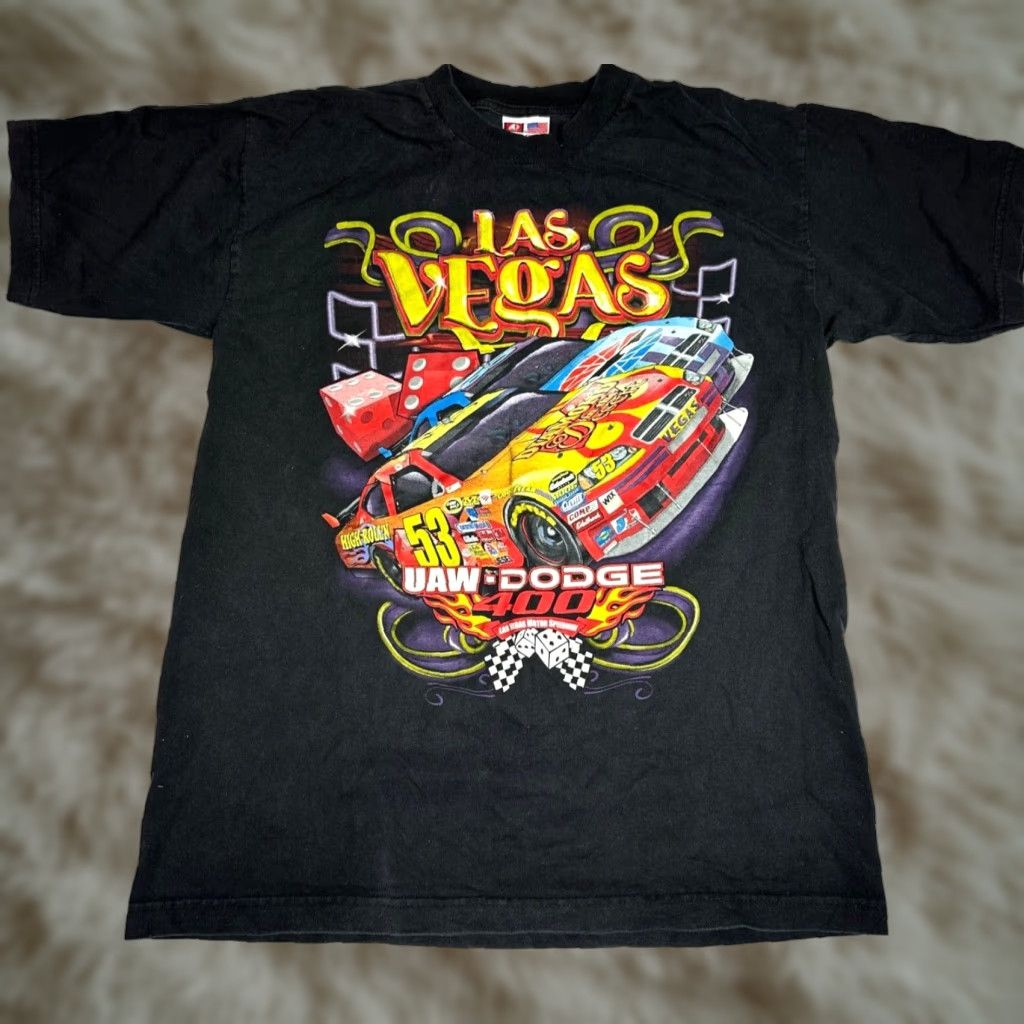 NASCAR Vtg Las Vegas Uaw Dodge 400 Short Sleeve Cotton T-Shirt Womens Sz L Black Nascar Size L / US 10 / IT 46 - 1 Thumbnail