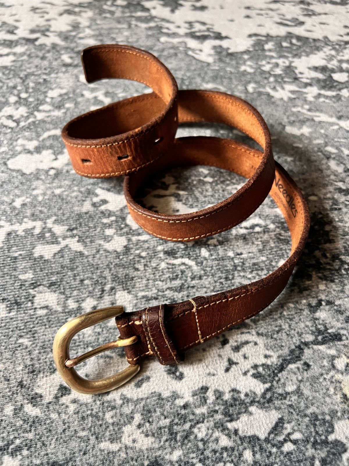 Needles Needles Narrow Leather Belt Size 28 - 1 Thumbnail