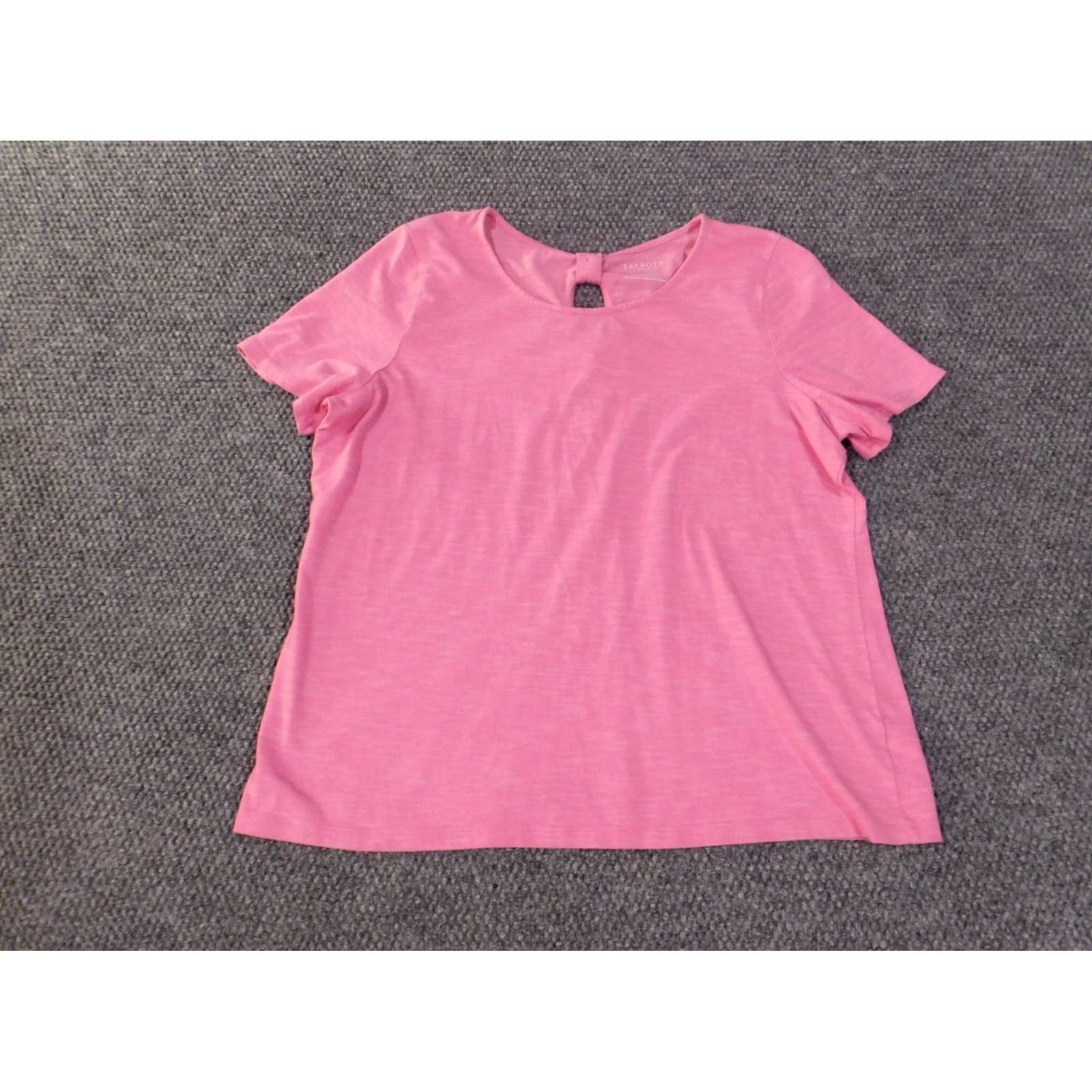 Talbots Talbots Blouse Shirt Womens 1X Pink Cotton Polyester Rayon Short Sleeve Round Neck Pullover Casual Classic Stretch Regular Size XL / US 12-14 / IT 48-50 - 3 Thumbnail