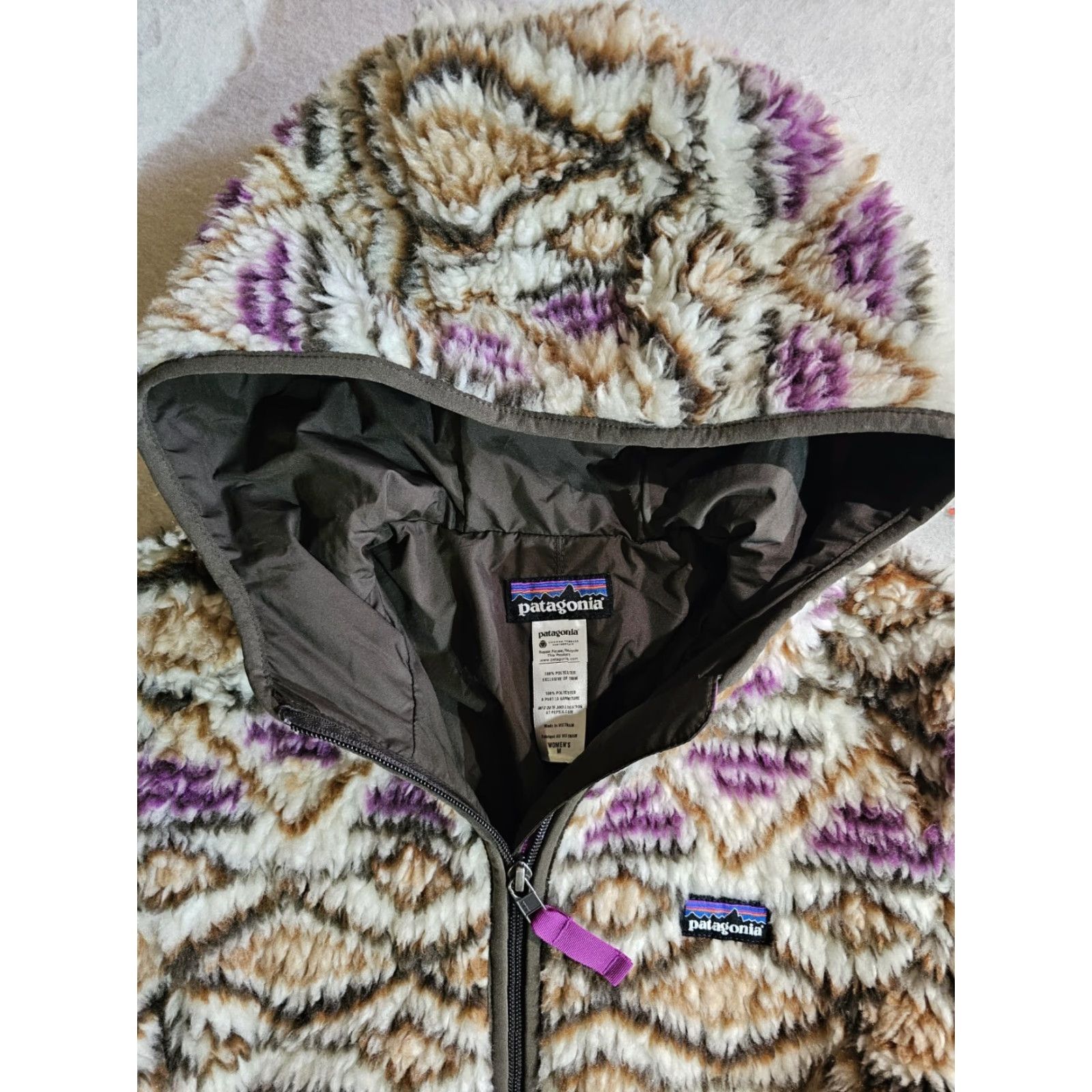 Patagonia VINTAGE Patagonia Retro-X Fleece Full-Zip Hooded Womens Sz M Gold & Purple Jacket Size M / US 6-8 / IT 42-44 - 3 Thumbnail