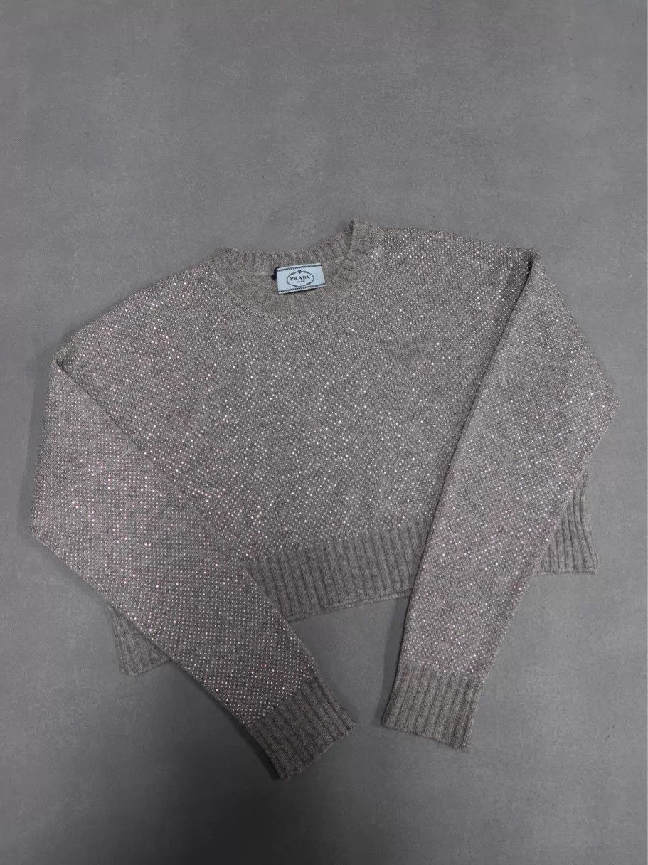 Prada PRADA SS22 Solid Crew Loose Short Knit Sweater Women Gray 36 Size XS / US 0-2 / IT 36-38 - 1 Thumbnail