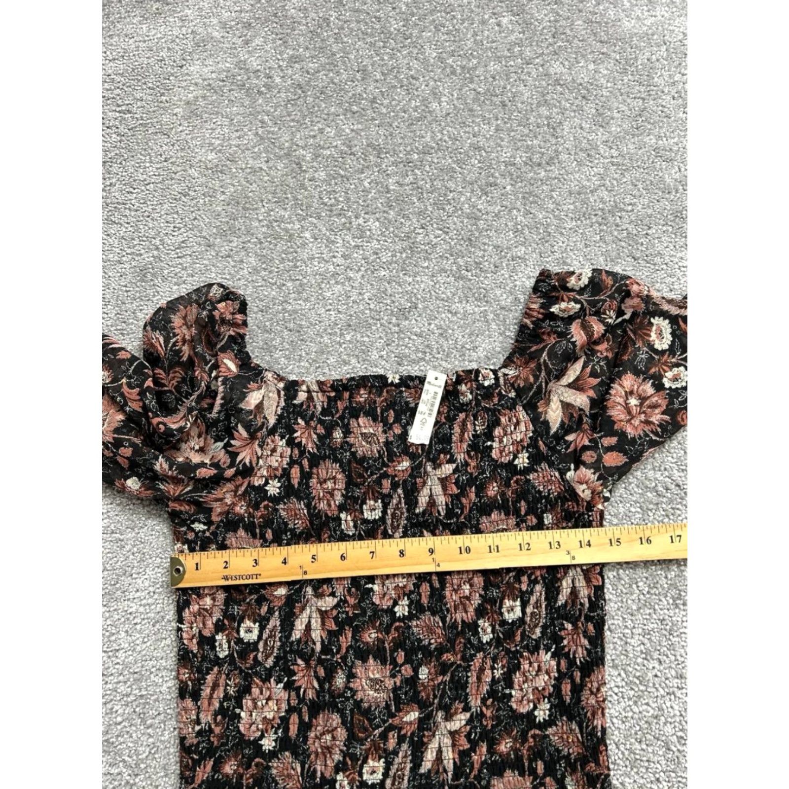 Madewell Madewell Blouse Shirt Cropped Long Sleeve Puff Sleeve Multicolor Floral Checkered Cropped Top Women L Size L / US 10 / IT 46 - 7 Thumbnail