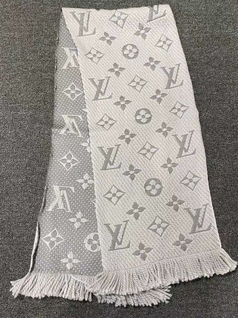 Louis Vuitton Louis Vuitton Silver-grey presbyopic full-print wool scarf Size ONE SIZE - 3 Thumbnail