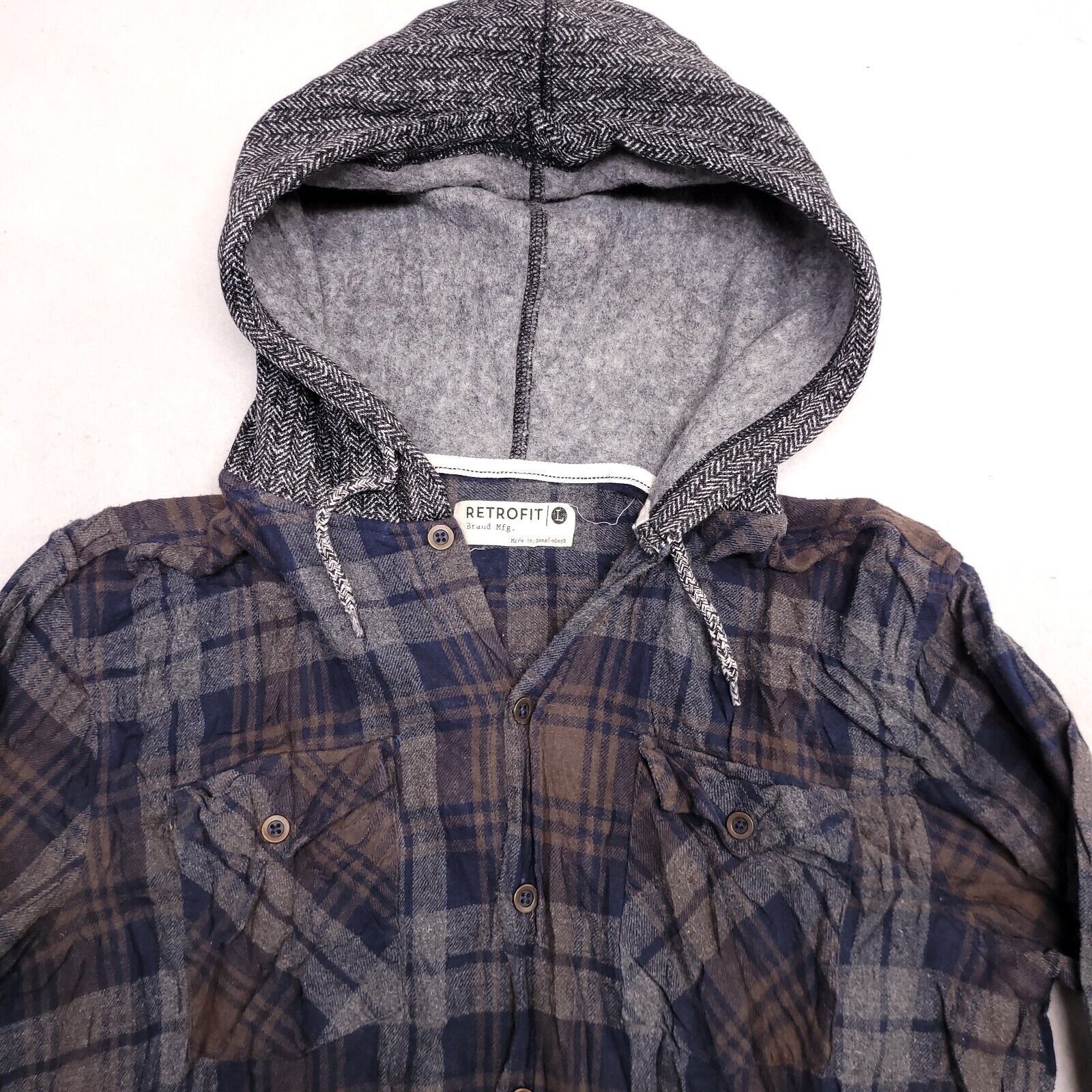 Retrofit Retrofit Casual Button Up Hoodie Mens Size Large Blue Brown Size US L / EU 52-54 / 3 - 1 Thumbnail