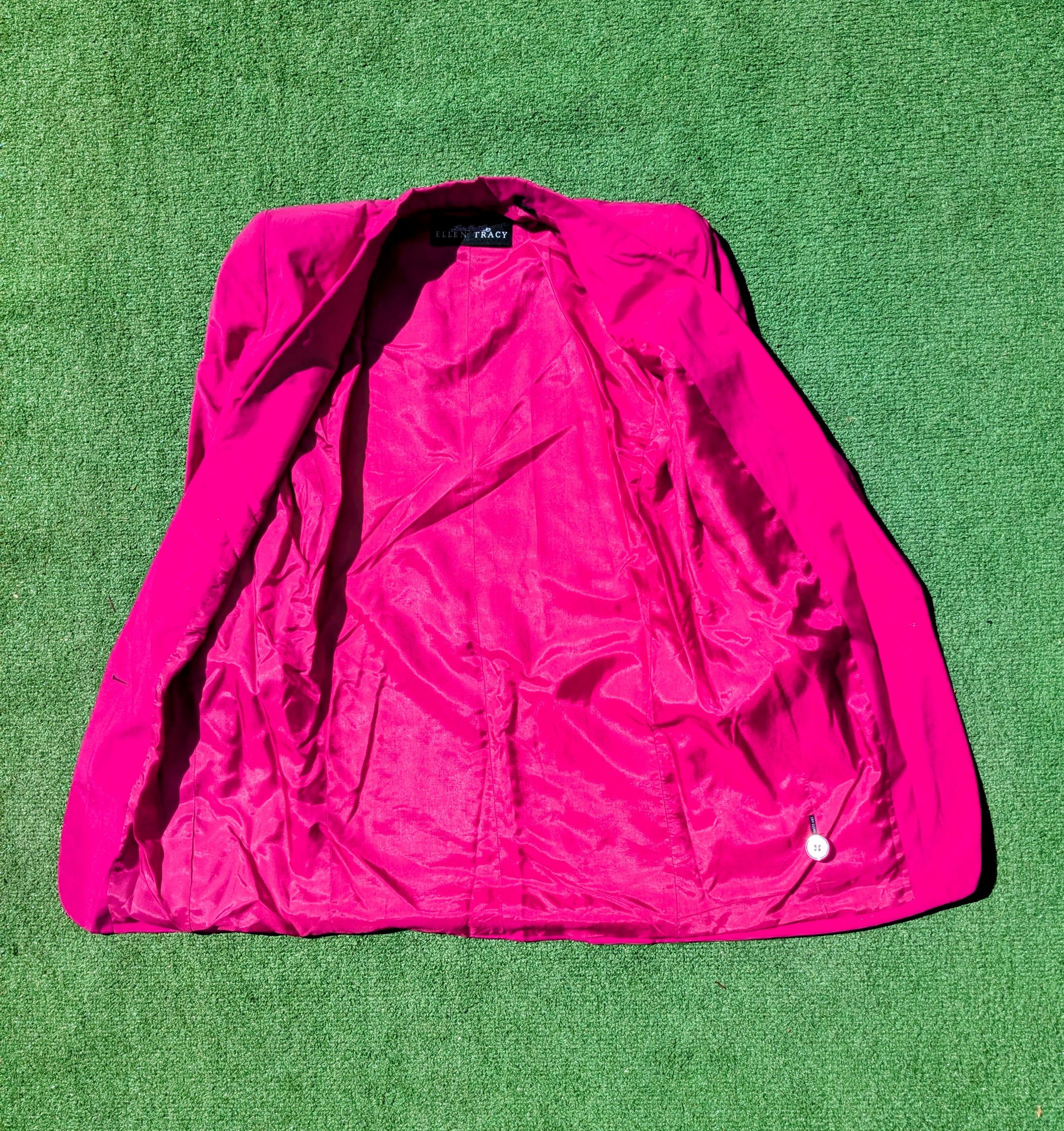 Ellen Tracy 1980 VTG Linda Allard/Ellen Tracy Pink Silk Blazer Jacket Size M / US 6-8 / IT 42-44 - 6 Thumbnail