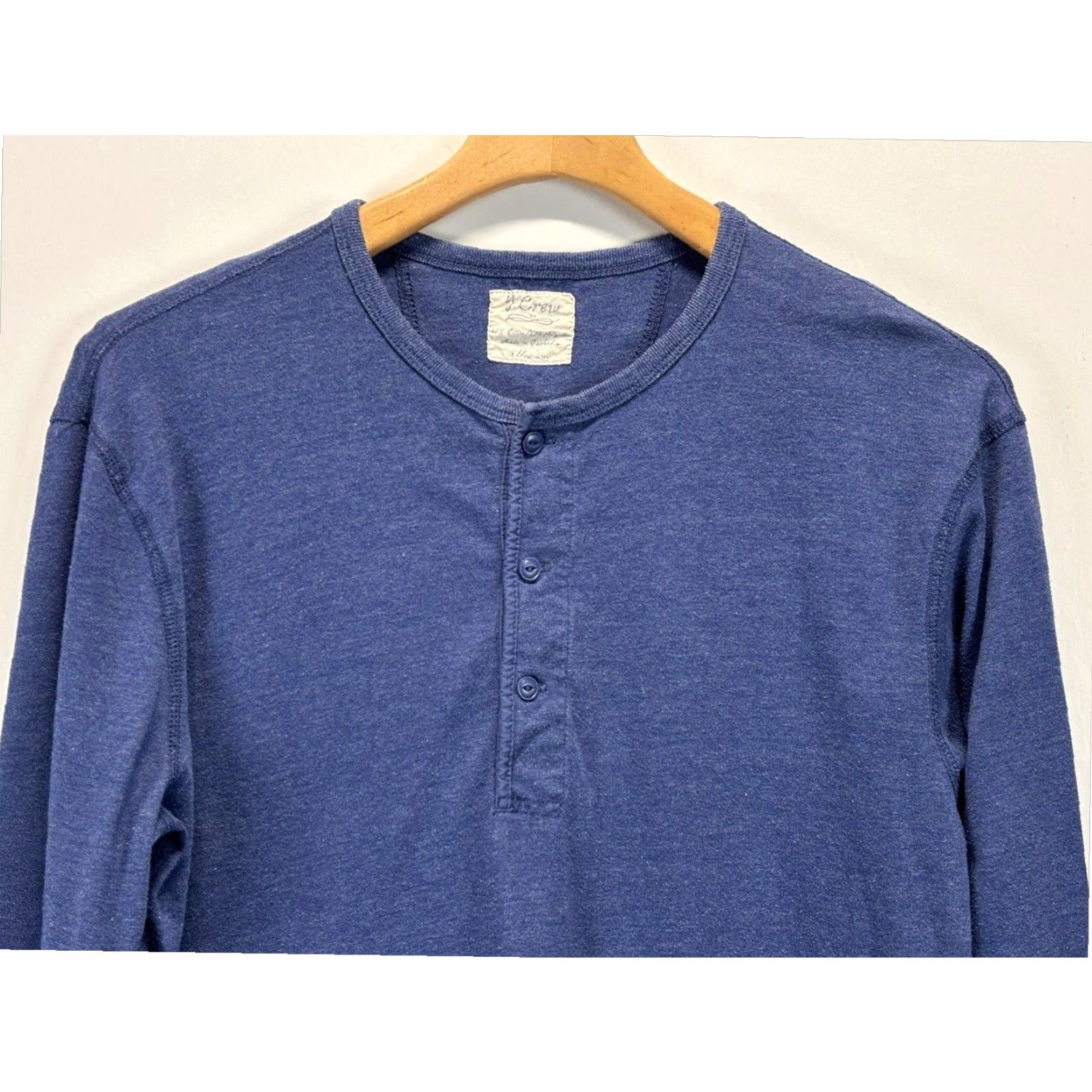 J.Crew J. Crew Henley Shirt Men's Medium Blue Cotton Blend Long Sleeve Size US M / EU 48-50 / 2 - 3 Thumbnail