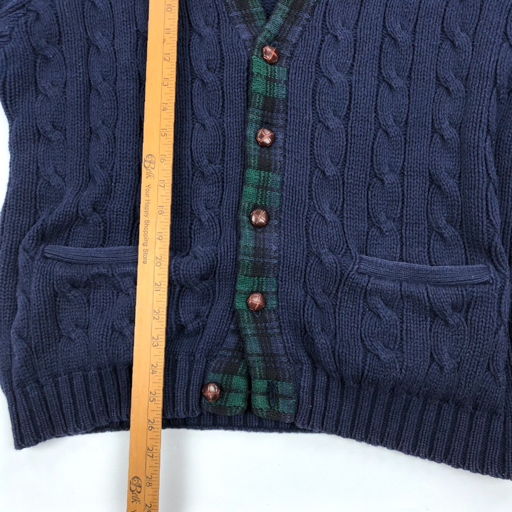 Gap VINTAGE Gap Cardigan Sweater Mens M Cable-Knit 80s Blue Size US M / EU 48-50 / 2 - 5 Thumbnail