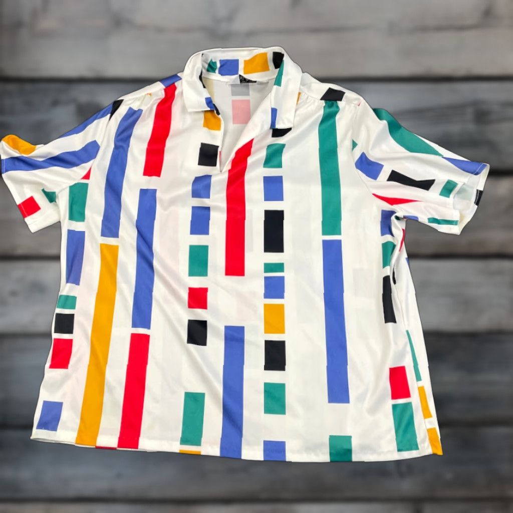 Blair VTG 90s Colorful Geometric Stripe Polo Shirt Women's Large Lightweight Retro Size L / US 10 / IT 46 - 1 Thumbnail