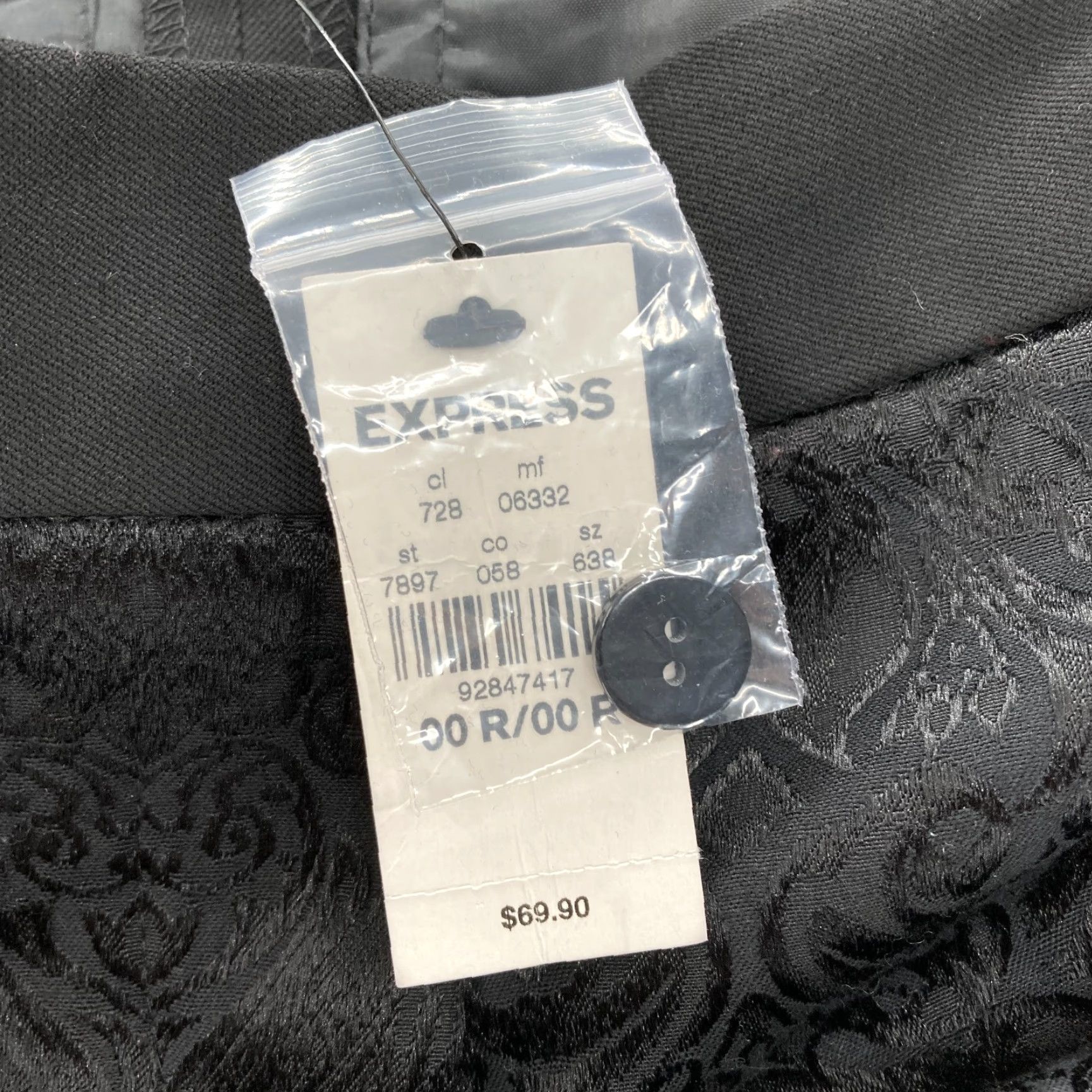 Express Express Columnist Ankle Pants Women's 00 Black Damask Stretch Career Office NWT Size 27" / US 4 / IT 40 - 5 Thumbnail