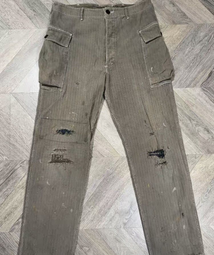 image of Visvim 19Ss Veterans Pants Crash Herringbone Damage Military in Grey, Men's (Size 32)