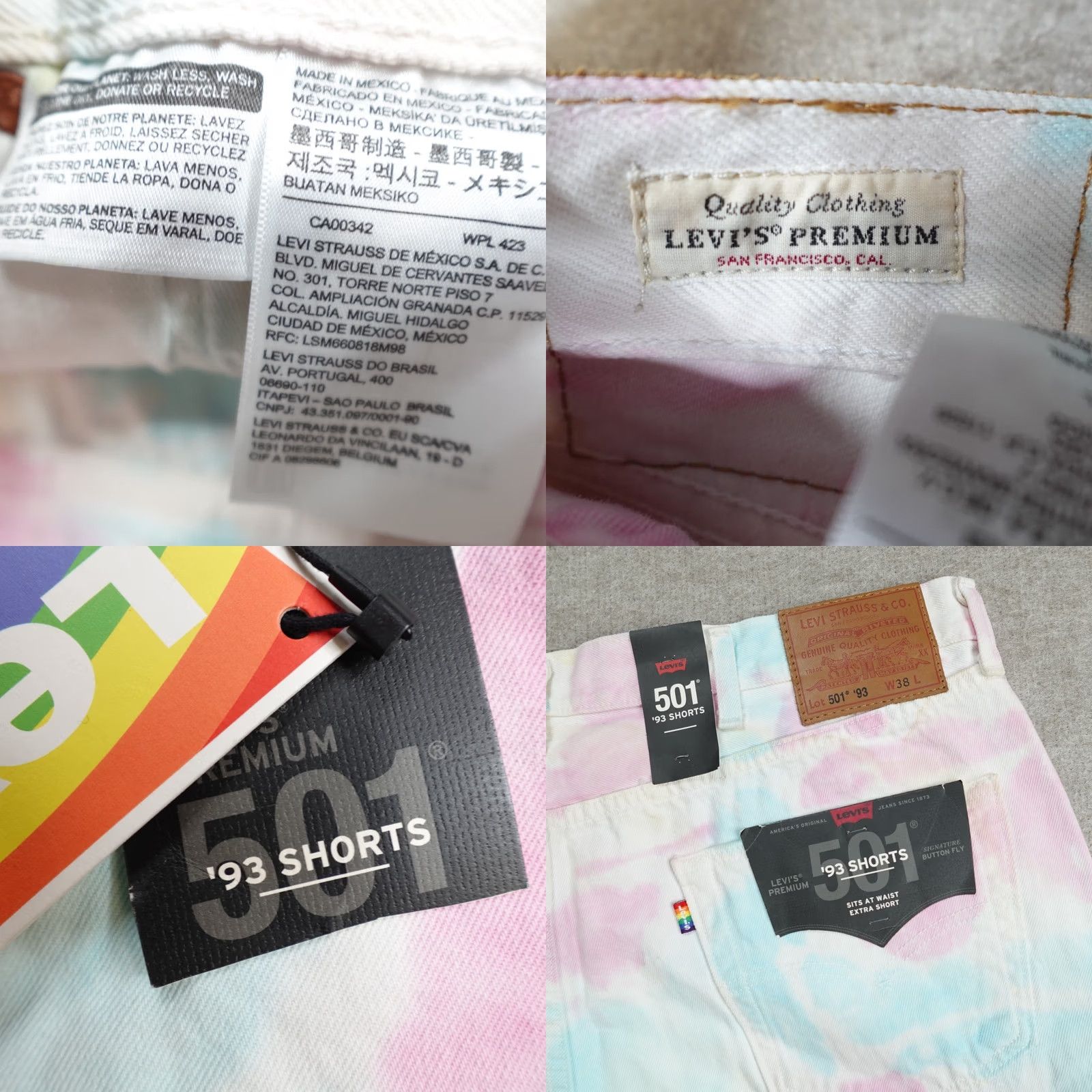 Levi's VINTAGE Levi's Shorts Mens 38 White Blue Denim 501 '93 Tie Dye Pride Premium NEW READ Size US 38 / EU 54 - 9 Thumbnail