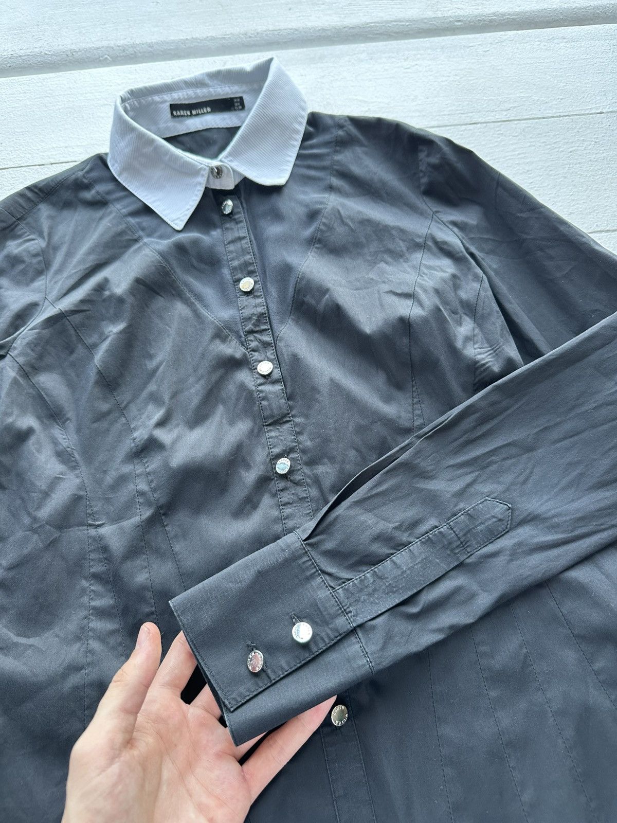 Karen Millen 🚨Vintage Asymmetrical Office Y2K Shirt Karen Millen 00s Size M / US 6-8 / IT 42-44 - 5 Thumbnail