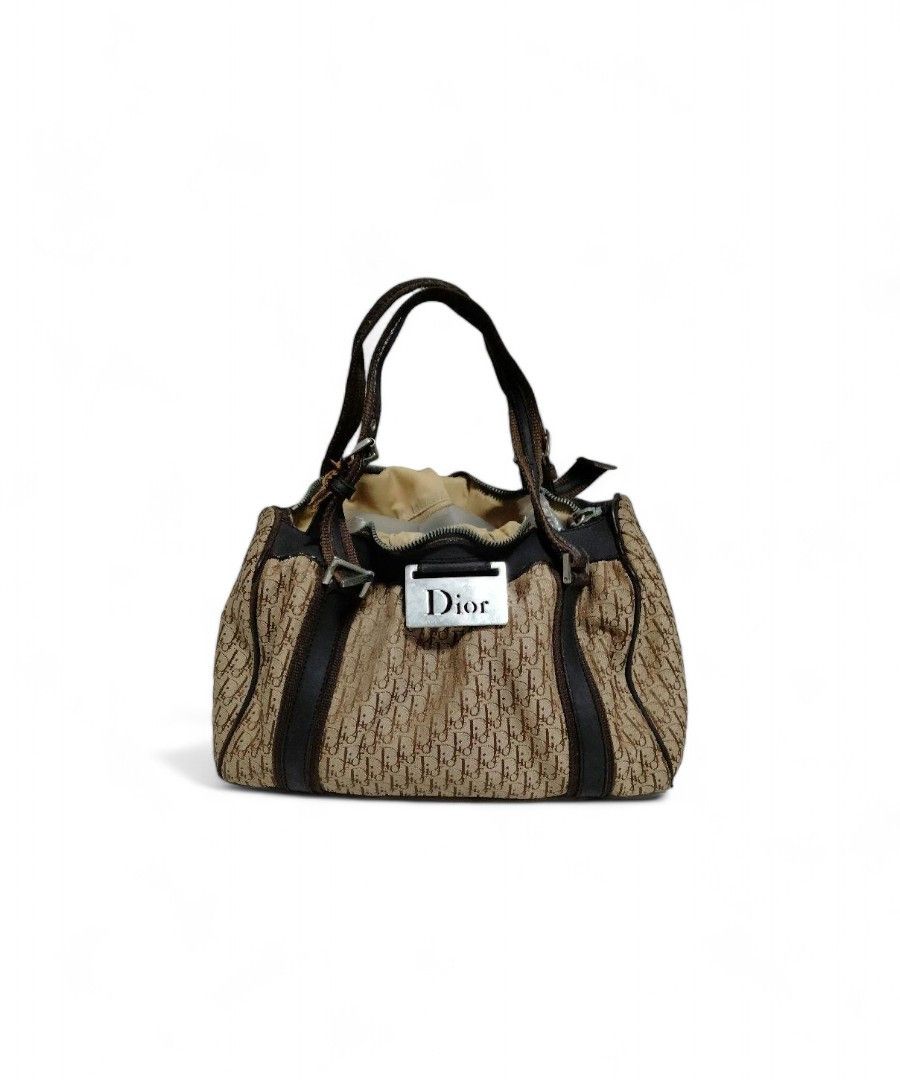 Dior Dior - Canvas Boston Chic Trotter Handbag Beige Brown Size ONE SIZE - 1 Thumbnail