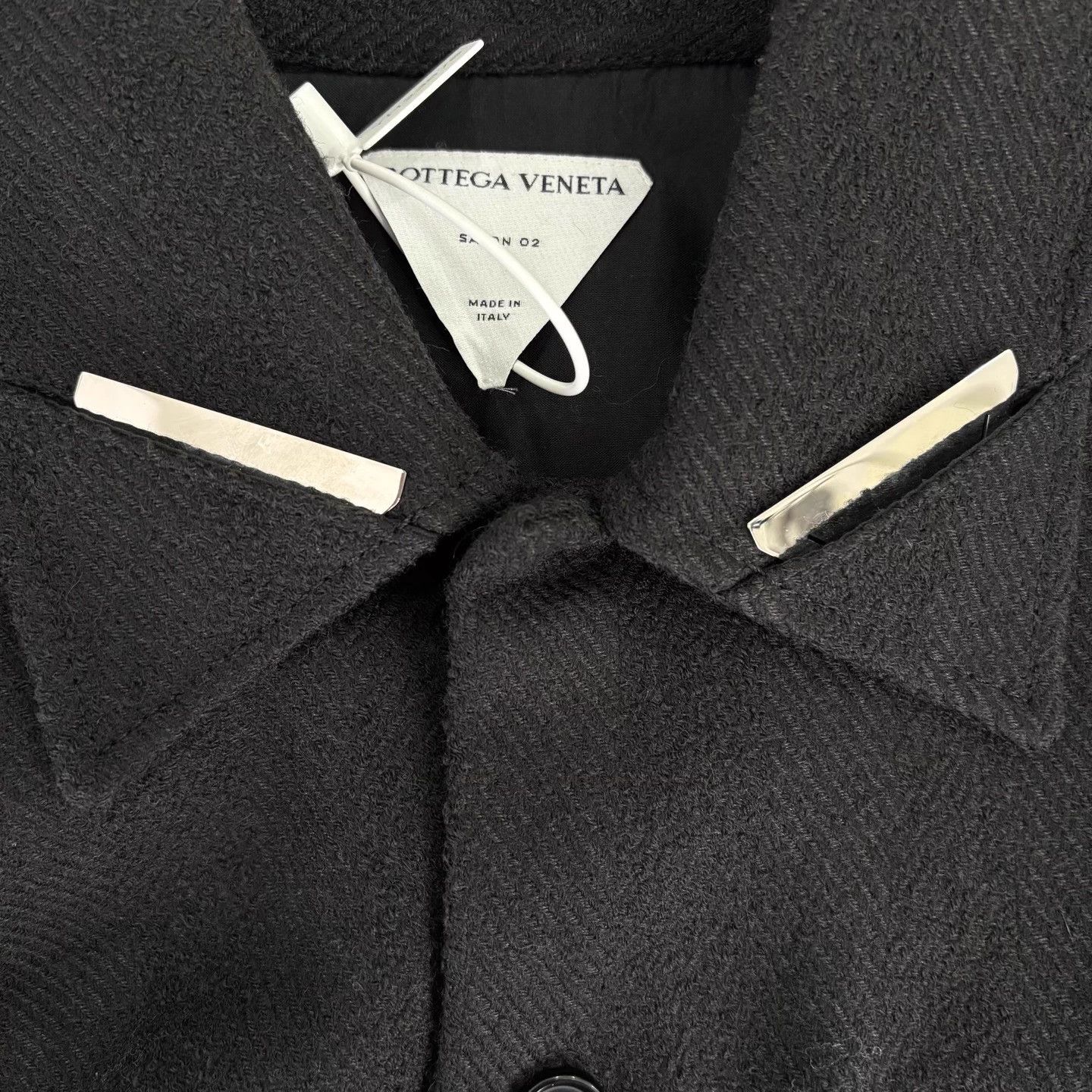 Bvlgari BV Metal Tab Triangle Logo Black Wool Coat Size US M / EU 48-50 / 2 - 6 Thumbnail