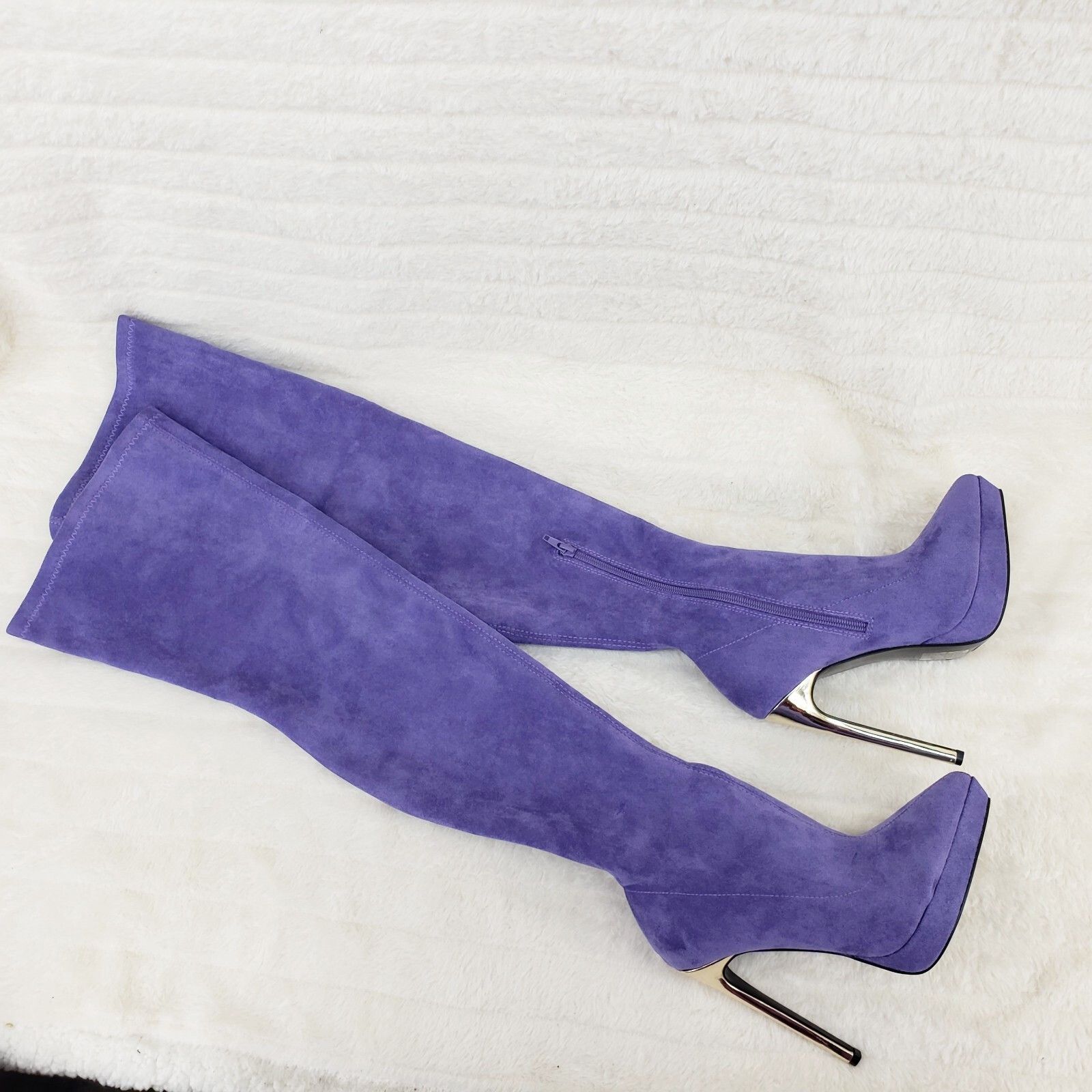 Other Girlz Revenge Faux Stretch Purple Suede High Heel Platform T Size US 8.5 / IT 38.5 - 7 Thumbnail