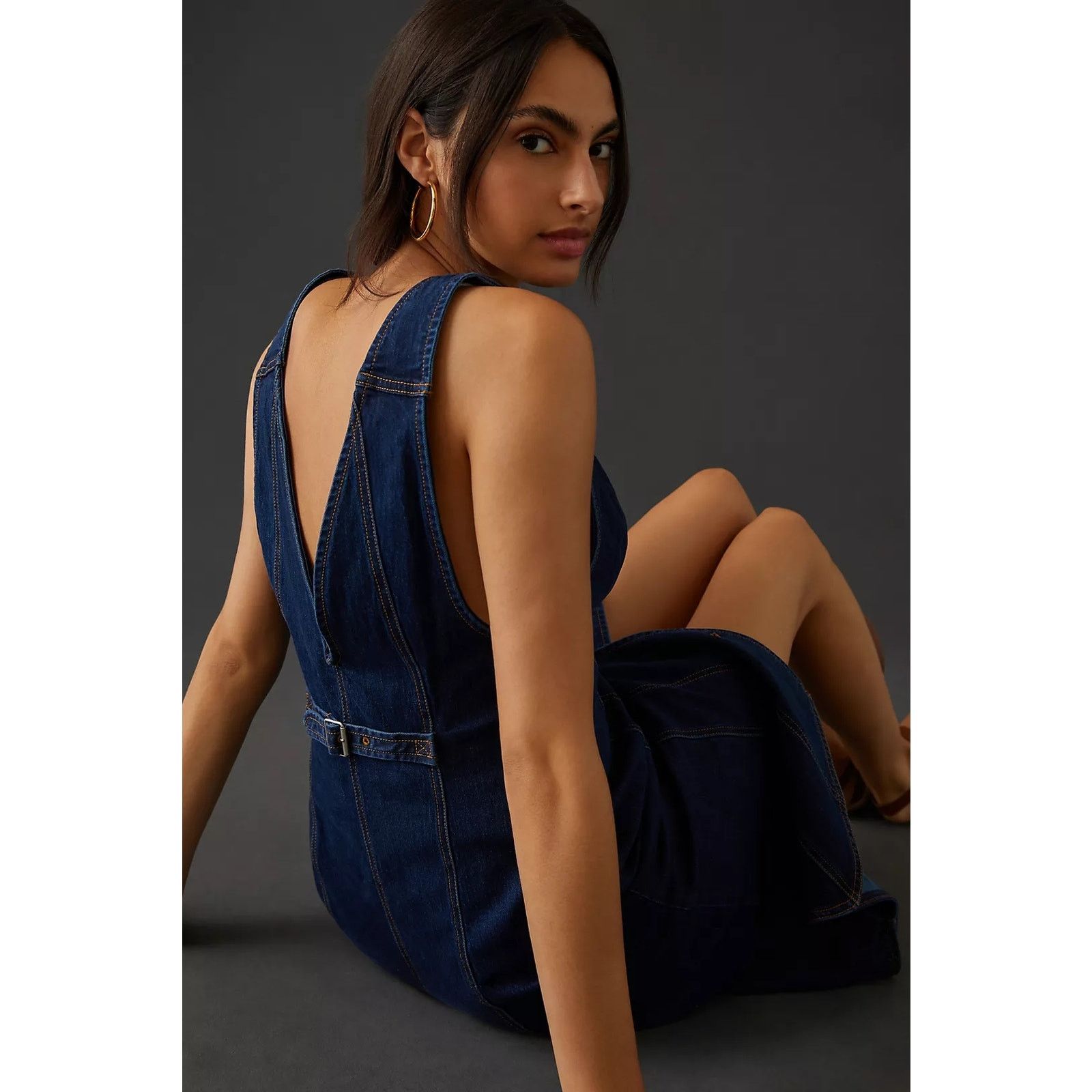 Anthropologie Nwt Pilcro Vest Mini Dress $180 SIZE 0 Dark Denim Button Size XS / US 0-2 / IT 36-38 - 4 Thumbnail