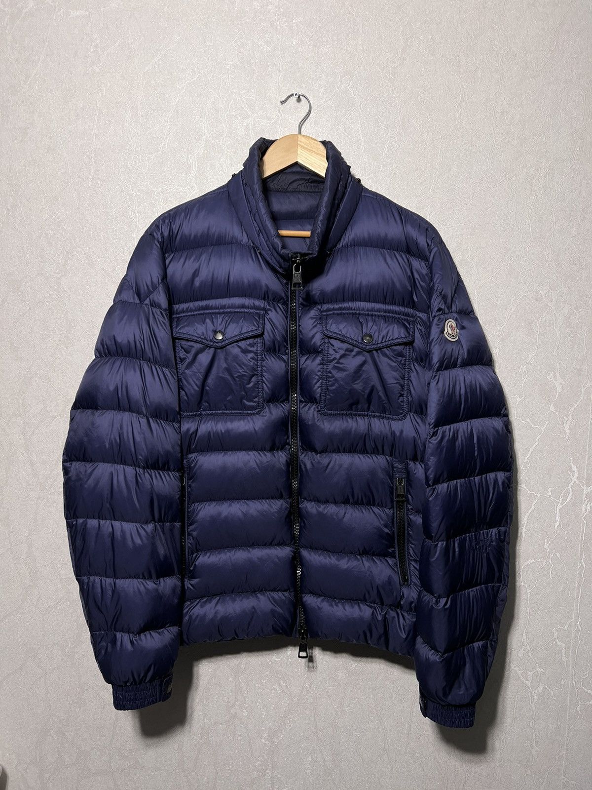 image of Moncler Edward Puffer Jacket in Blue, Men's (Size 2XL)