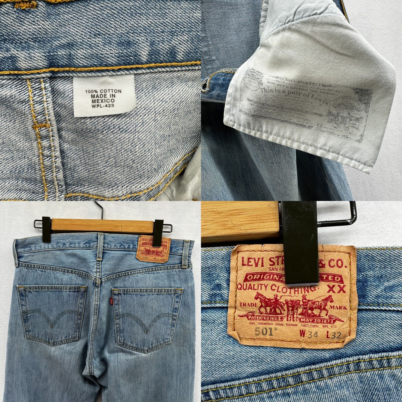 Levi's VINTAGE Levi's 501 Denim Jeans Button Fly 34x32 Men Blue Light Levi's Straight Adult Regular Mens Jeans Size US 34 / EU 50 - 9 Thumbnail