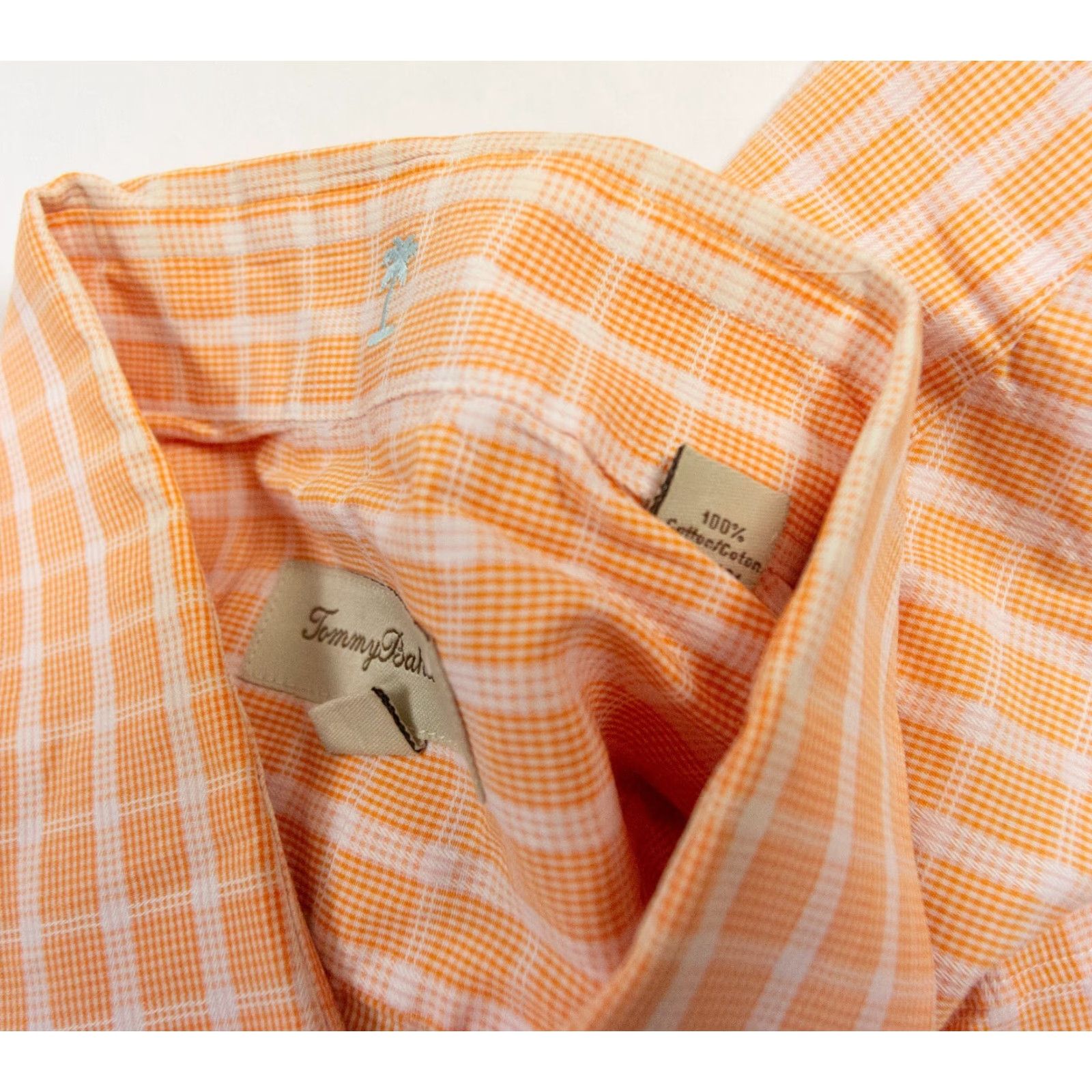 Tommy Bahama Tommy Bahama Button-Up Shirt Mens 16.5 Orange Check Long Sleeve Collared Casual Size US L / EU 52-54 / 3 - 7 Thumbnail
