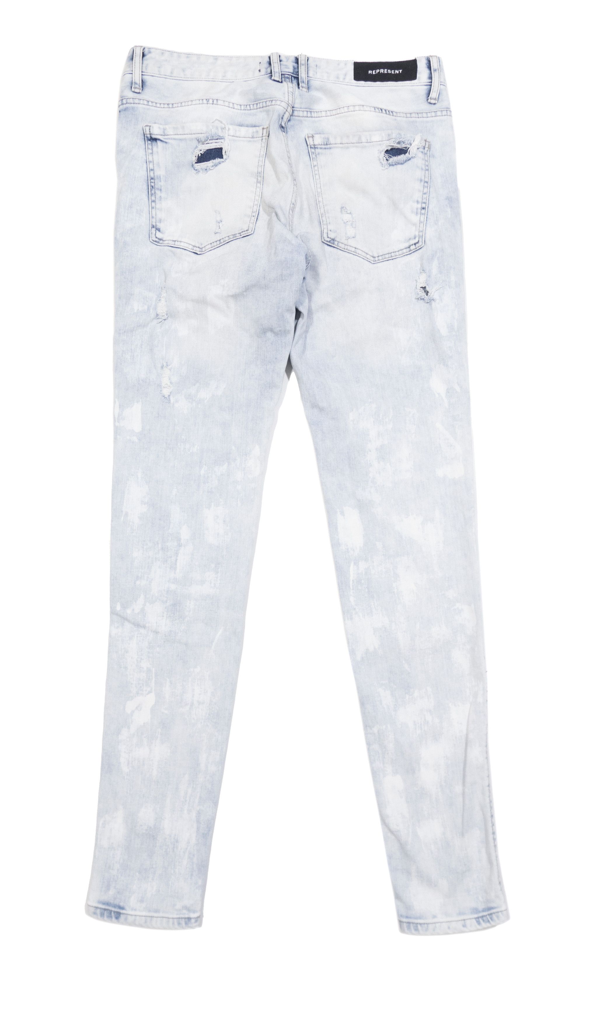 Represent Clo. Repaired Destroyer Denim Bleached Blue Jeans Size US 32 / EU 48 - 2 Thumbnail