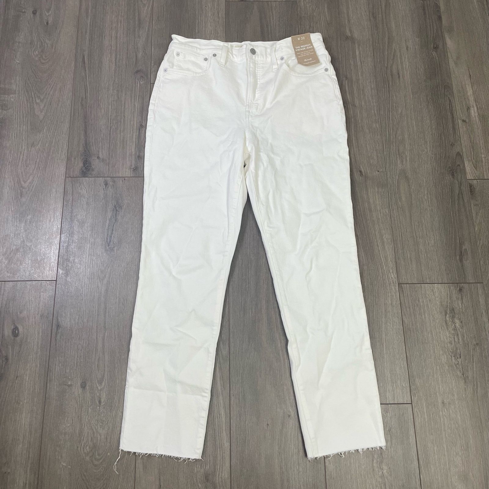 Madewell Madewell Perfect Tapered Leg Tile Raw Hem Jeans US Womens 30 Size 30" / US 8 / IT 44 - 1 Thumbnail