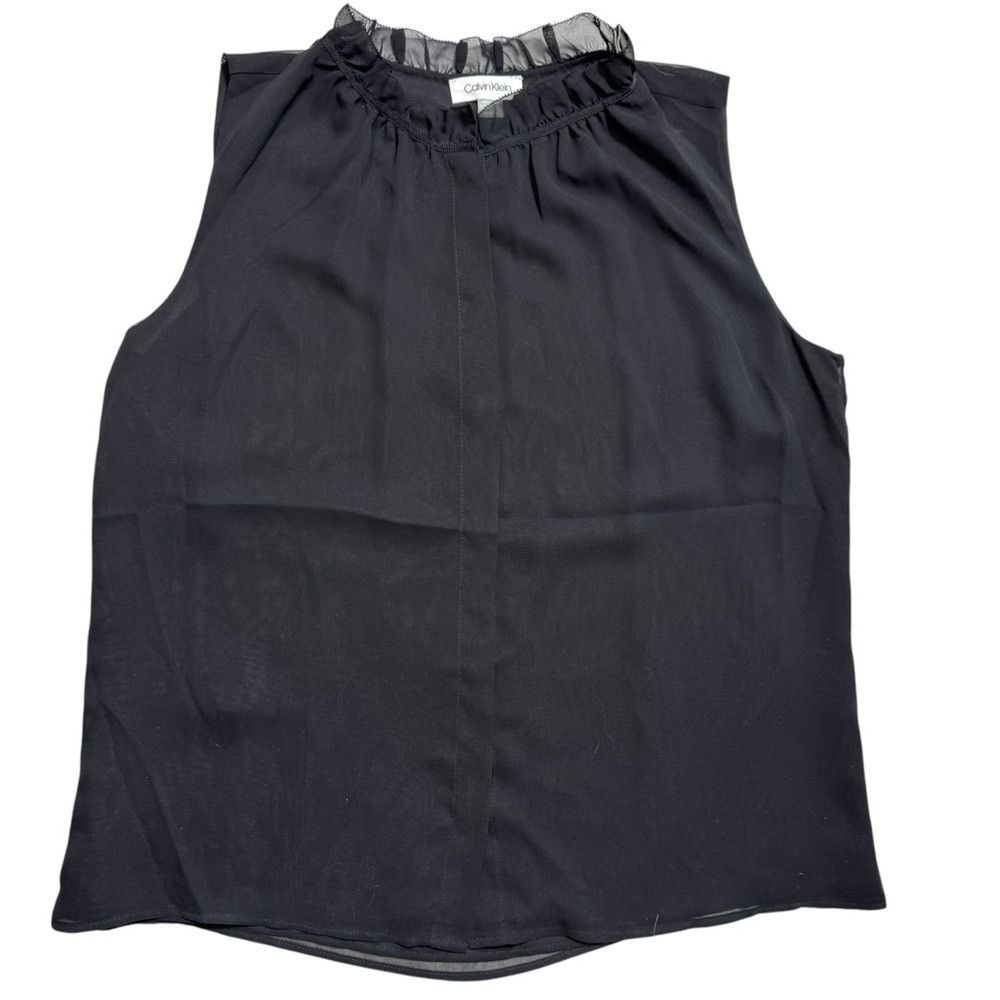 Calvin Klein Calvin Klein Georgette Front Closure Sleeveless Ruffle Neck Size M / US 6-8 / IT 42-44 - 5 Thumbnail