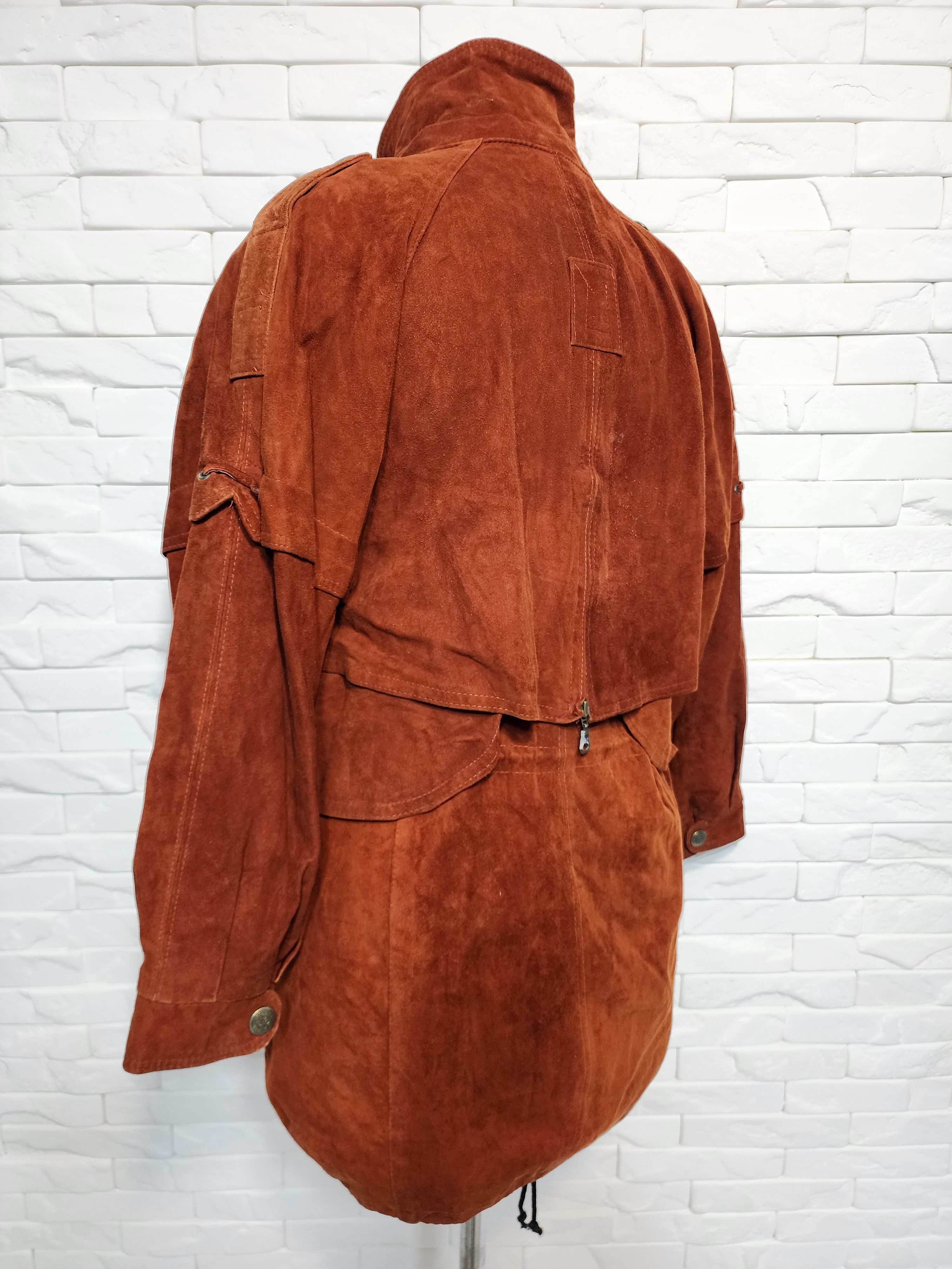 Genuine Leather Vintage Brown Suede Leather Jacket: Size L / US 10 / IT 46 - 7 Thumbnail