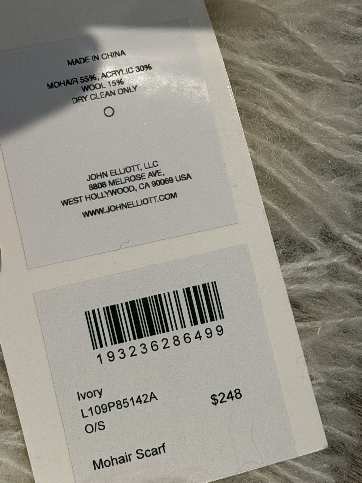 John Elliott John Elliott Mohair Scarf NEW Size ONE SIZE - 4 Thumbnail