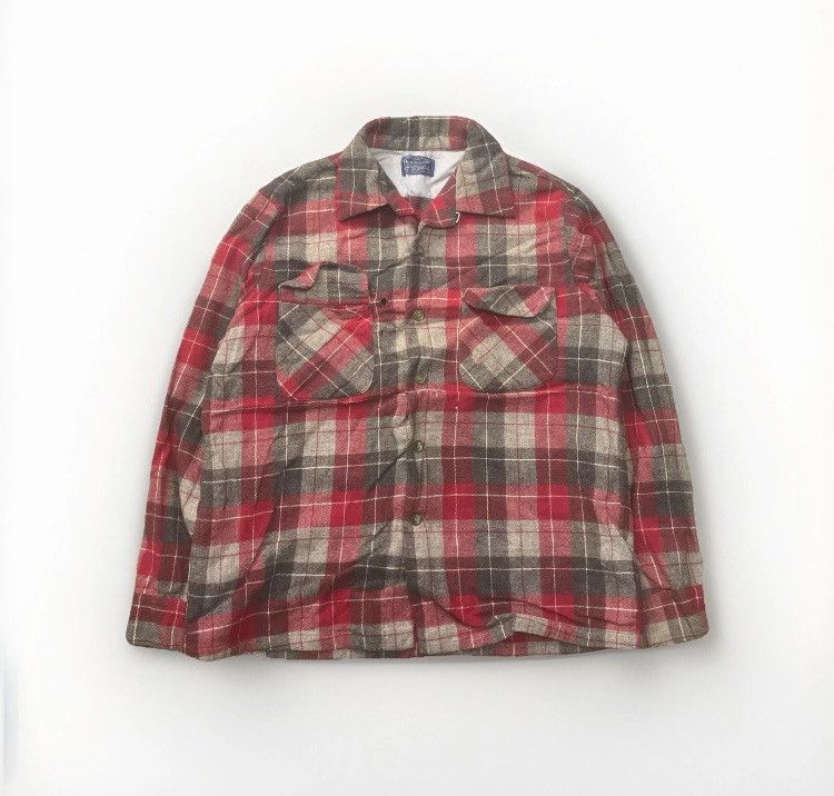 Japanese Brand × Pendleton × Vintage 50’s Pendleton Board Shirt Loop Collar Plaid Wool Flannel Size US M / EU 48-50 / 2 - 1 Thumbnail