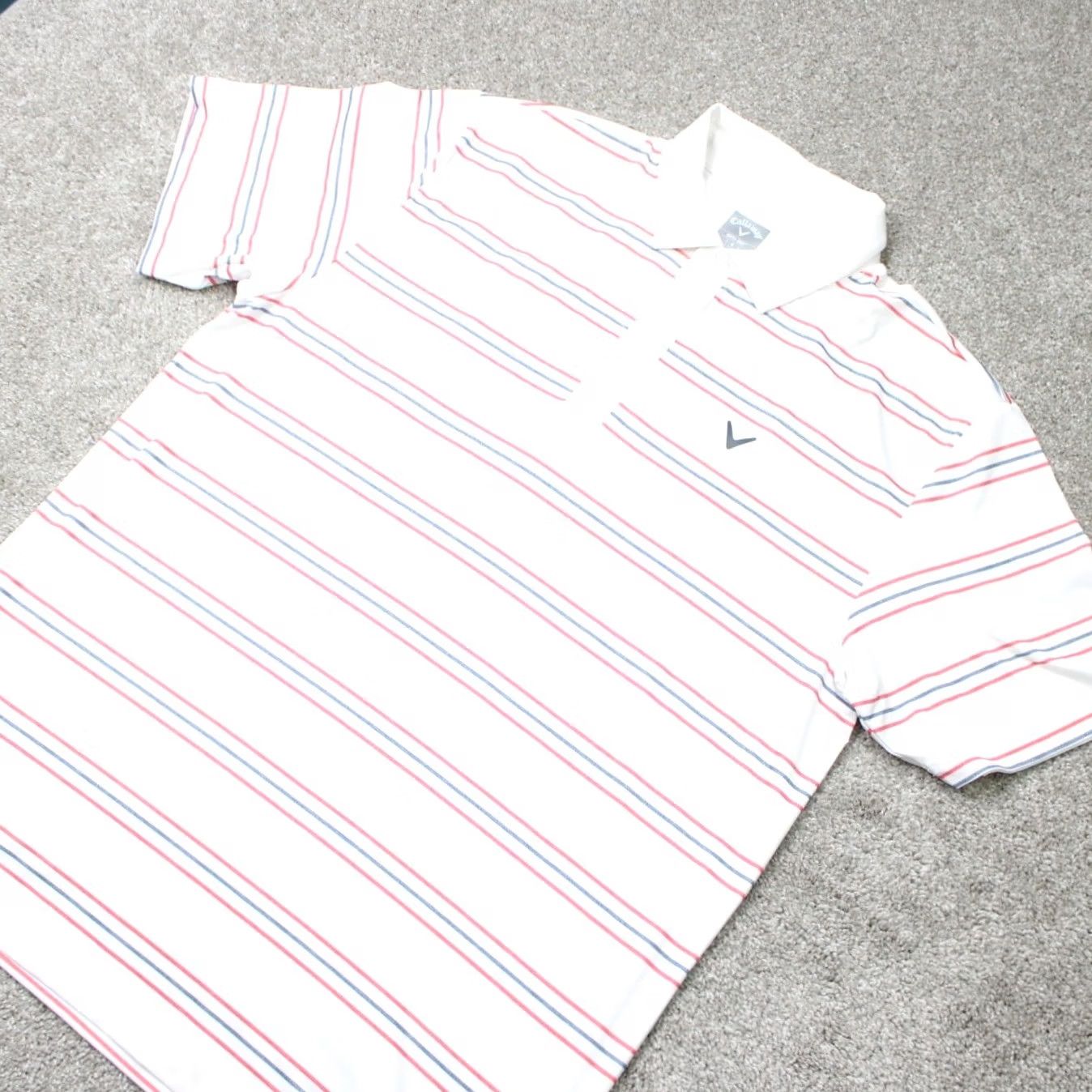 Callaway Callaway Polo Shirt Mens Large White Red Blue Striped Opti-Dri Golf Short Sleeve Size US L / EU 52-54 / 3 - 3 Thumbnail