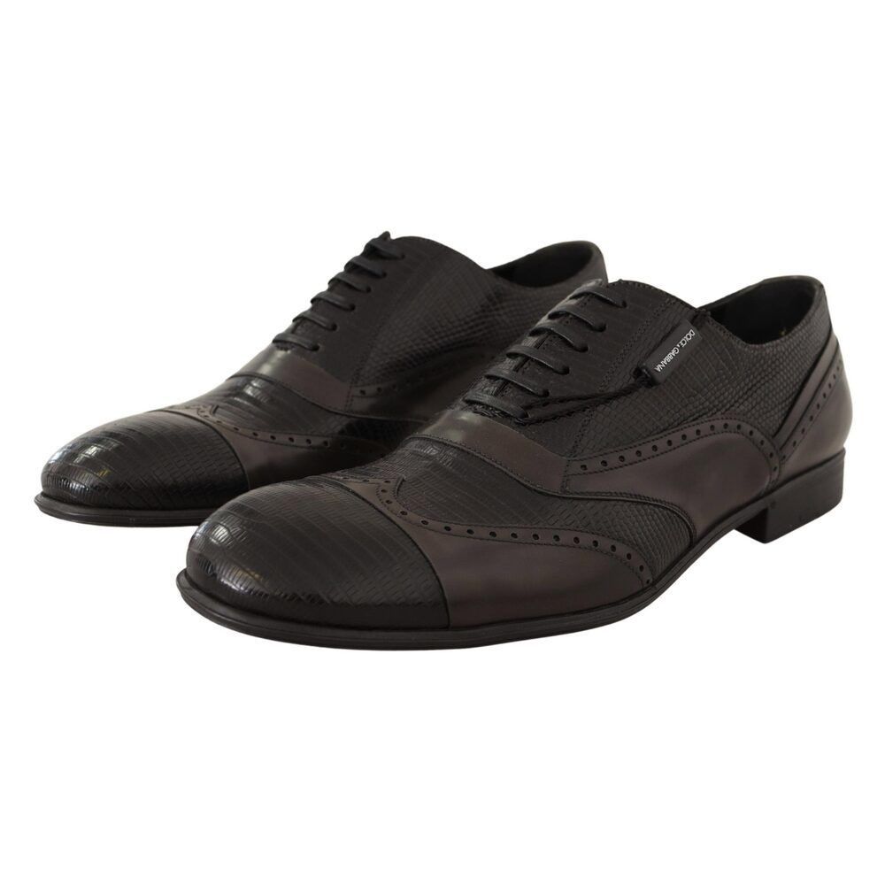 Dolce & Gabbana Dolce & Gabbana Elegant Brown Lizard Leather Oxford Shoes Size US 11 / EU 44 - 2 Thumbnail