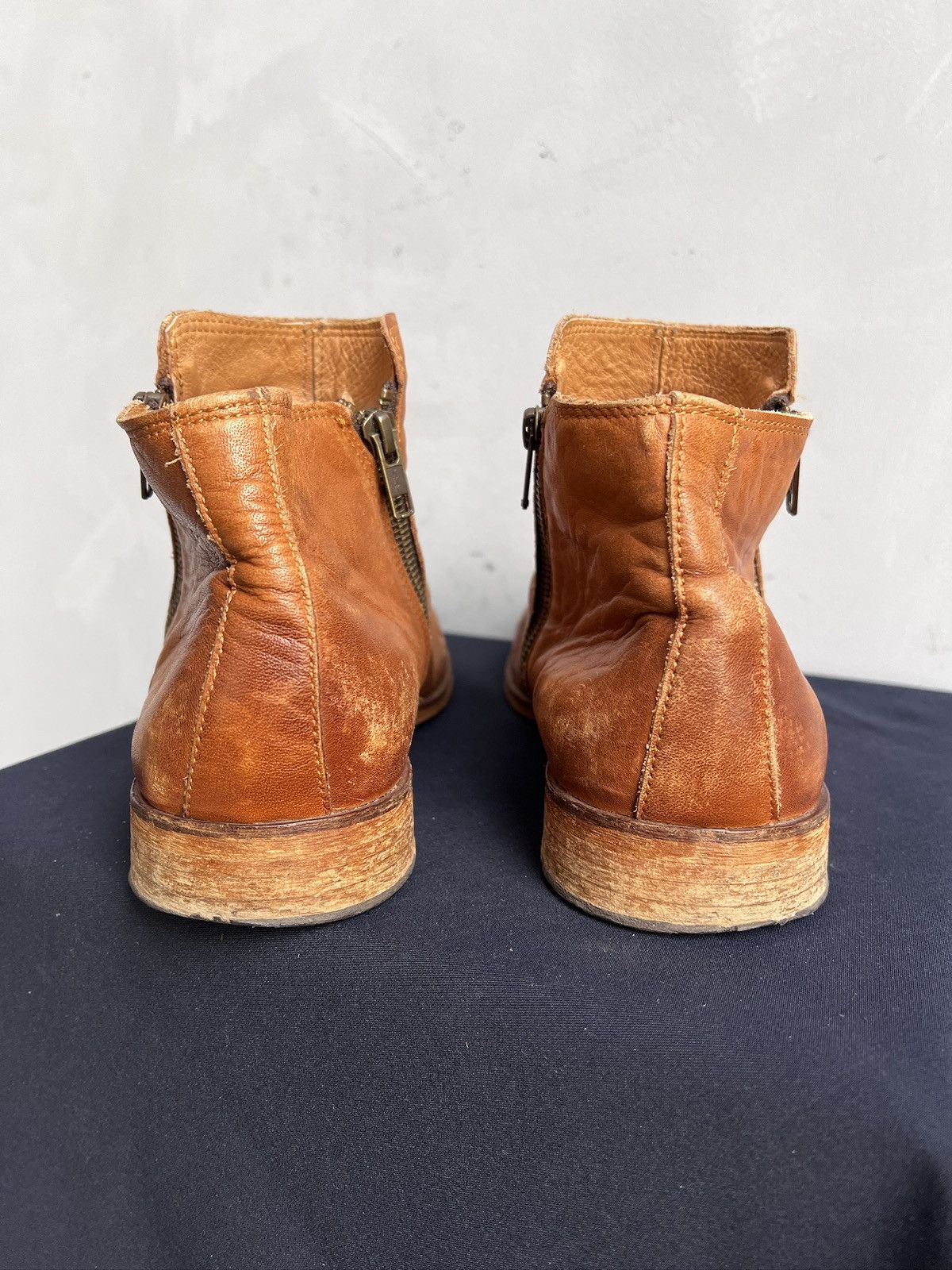 Other Orange Leather Ankle Boots Side guidi style Vintage Look Size US 9 / EU 42 - 8 Thumbnail