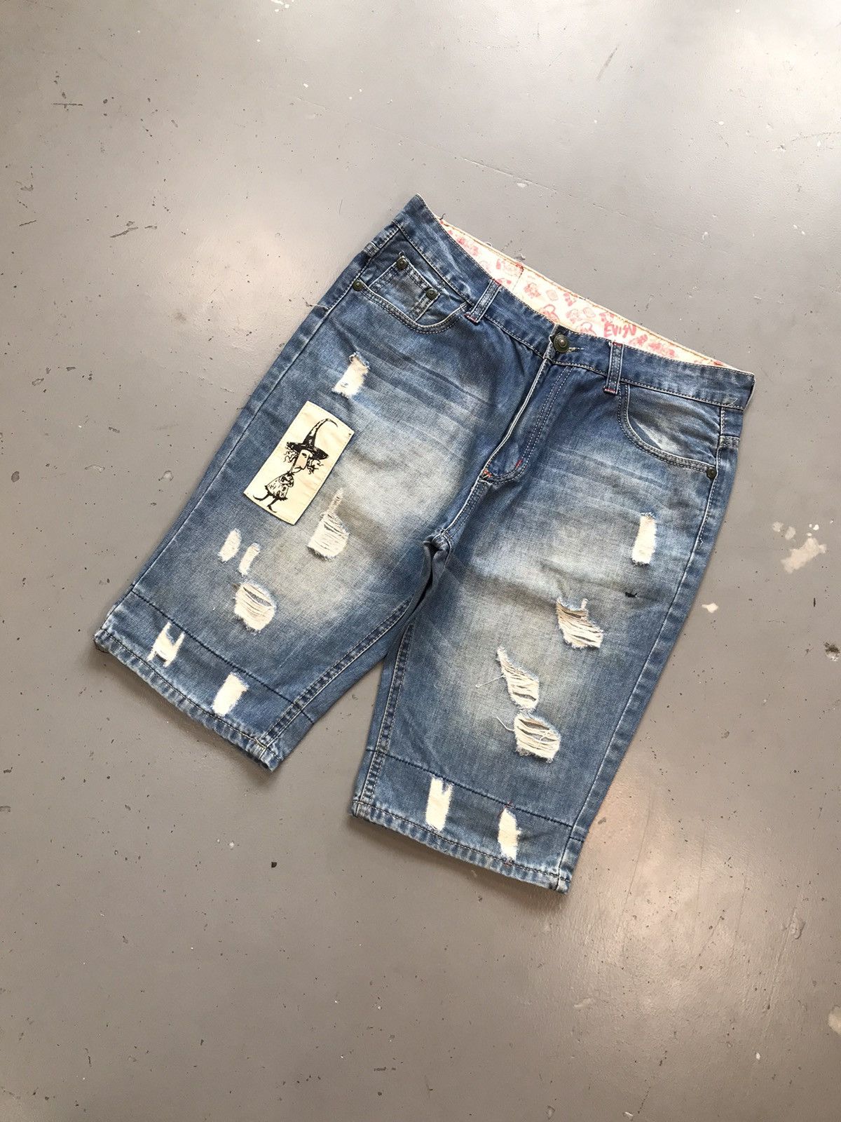 Japanese Brand × Vintage Vintage Evisu inspired daromadoll patch work denim jort Size US 34 / EU 50 - 3 Thumbnail