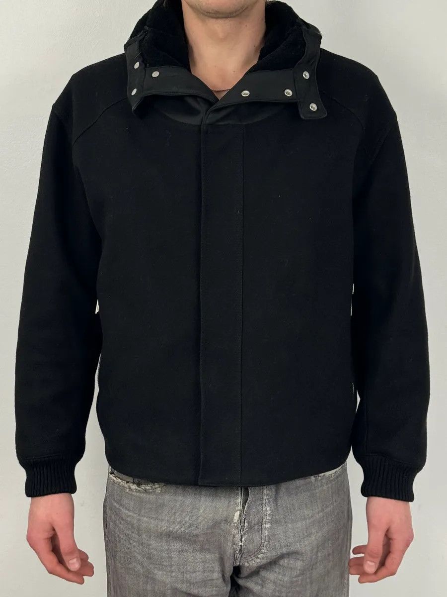 Dior 2010s Dior Black Wool & Leather Hooded Cozy Jacket by Kris Van Assche Size US M / EU 48-50 / 2 - 2 Thumbnail