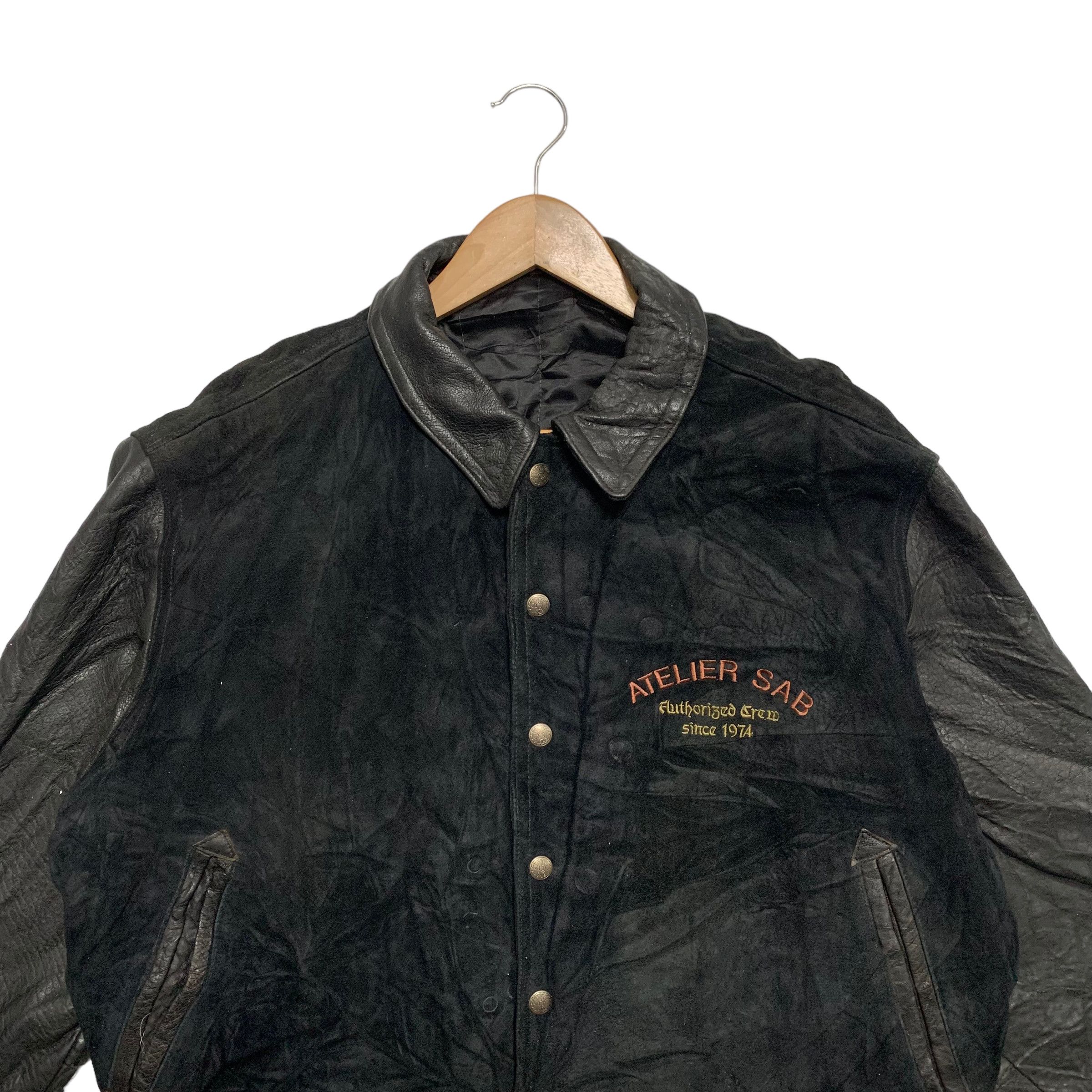 Japanese Brand Atelier Sab Leather Varsity Jacket Size US M / EU 48-50 / 2 - 5 Thumbnail