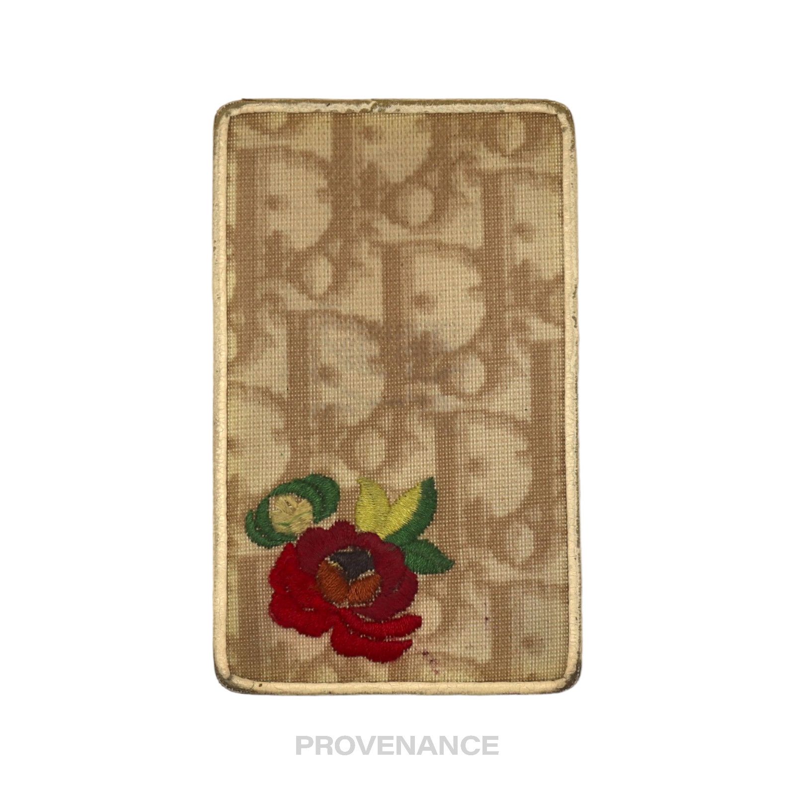image of Dior Trotter Embroidered Card Holder Wallet - Sand, Women's