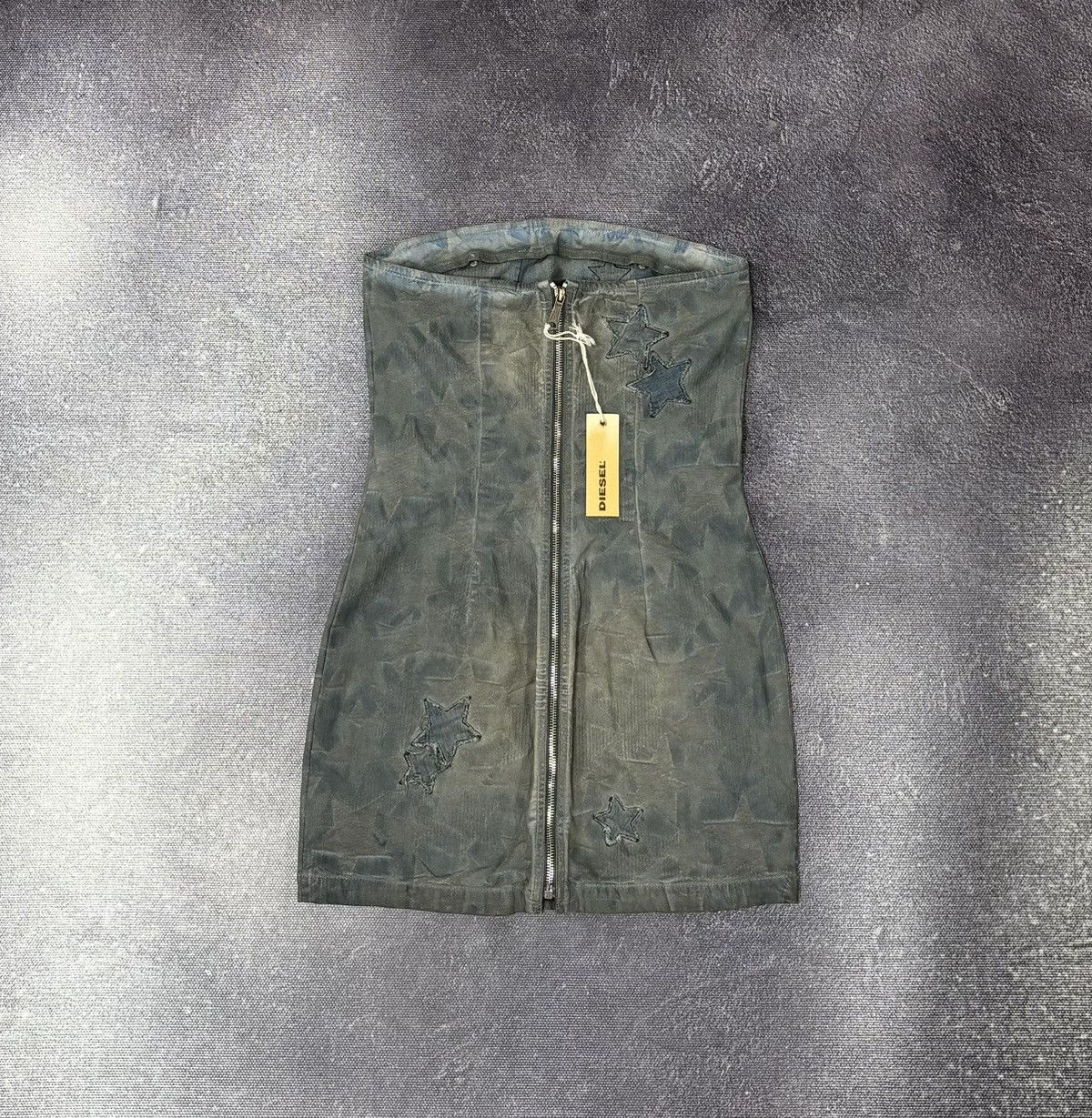 Diesel Diesel De-Dancy NWT Grey/Blue Wash Stars Denim Mini Dress Size S / US 4 / IT 40 - 2 Thumbnail