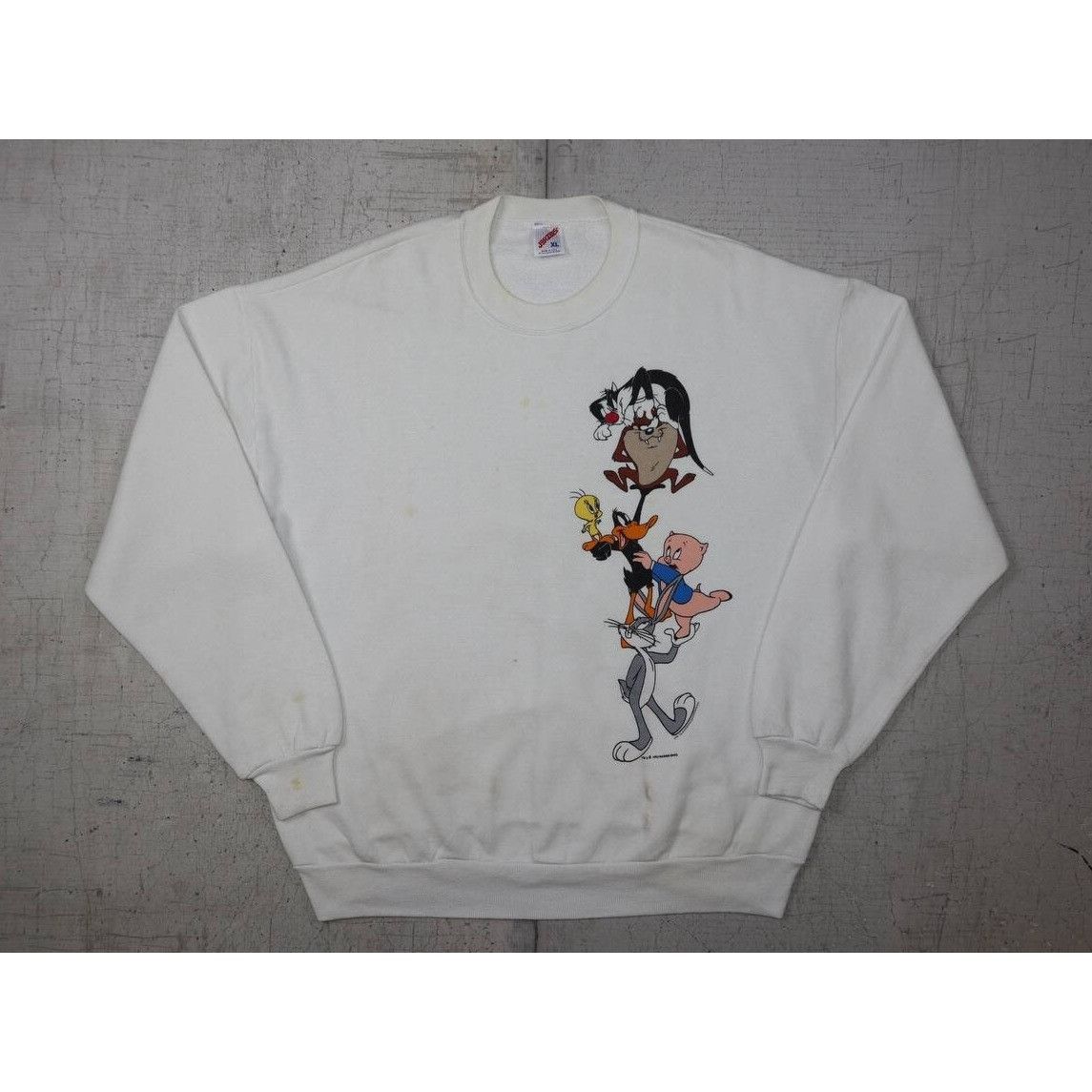 Jerzees Vintage 90s Looney Tunes Sweatshirt White Bugs Bunny Taz XL Size US XL / EU 56 / 4 - 1 Thumbnail