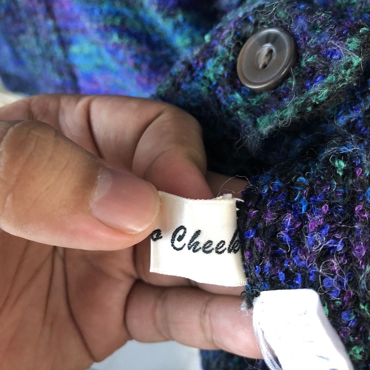 Japanese Brand Cheek Blue Patterned Cardigan knitwear #A1538 Size M / US 6-8 / IT 42-44 - 11 Thumbnail