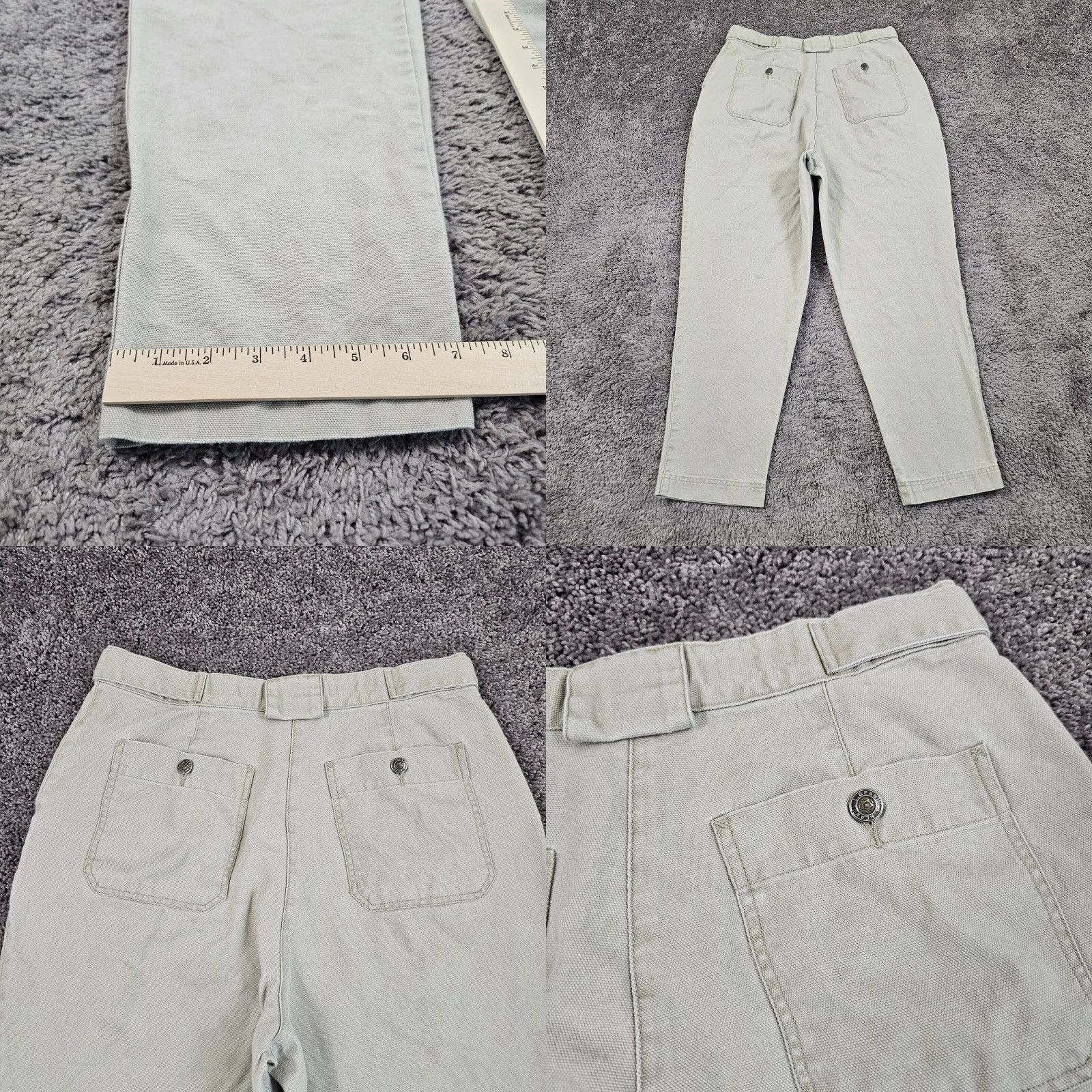 Vintage L.L. Bean Women's Pants 30x28 Beige Canvas Tapered Adjustable Chino Regular Fit Size 30" / US 8 / IT 44 - 8 Thumbnail
