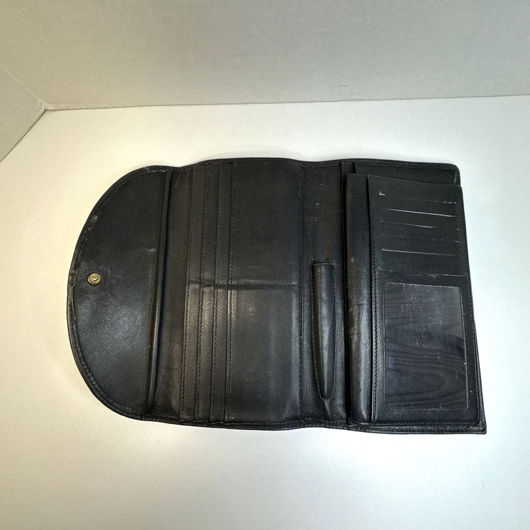 Bosca Vintage Bosca Mezza Luna Wallet Clutch Black Leather Pocket Flap Snap Size ONE SIZE - 6 Thumbnail