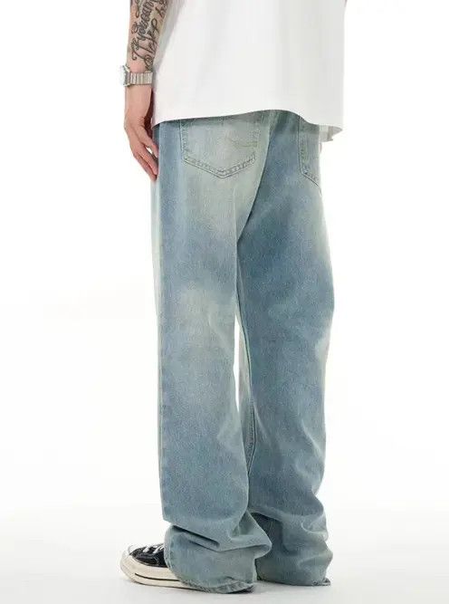 Japanese Brand × Jean Men's washed distressed casual light blue jeans Size US 32 / EU 48 - 4 Thumbnail