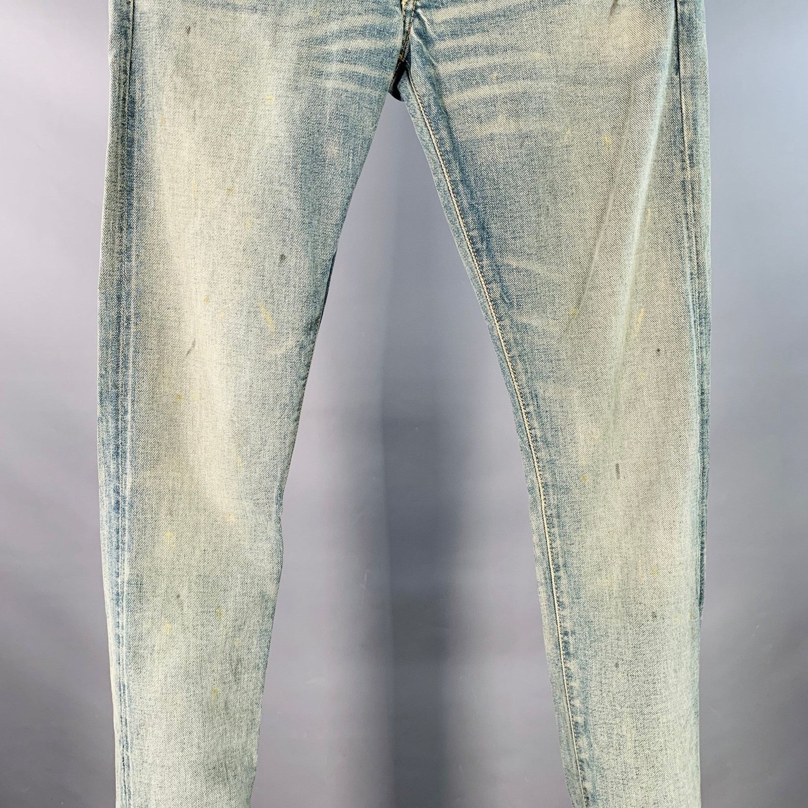 Ralph Lauren 27 Blue Distressed Cotton Blend Skinny Selvedge Jeans Size US 27 - 3 Thumbnail