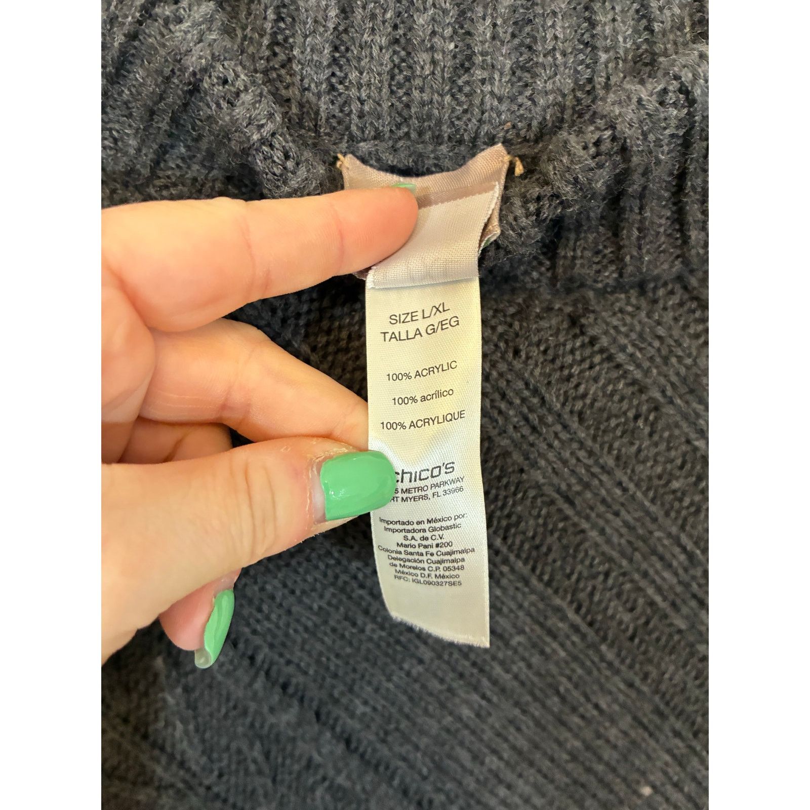 Chicos Chico’s Gray Knit Poncho Sweater Mock Neck Asymmetrical L/XL Size L / US 10 / IT 46 - 3 Thumbnail