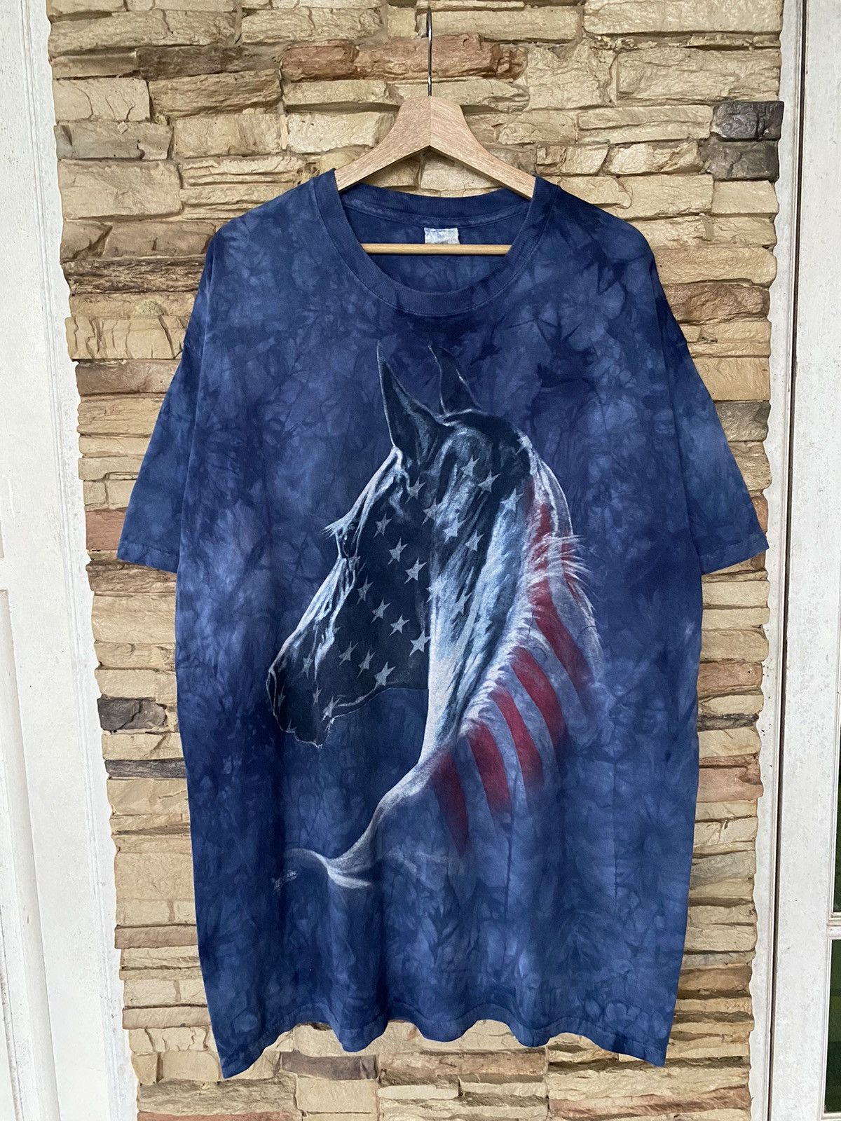 Vintage The Mountain 2012 Patriotic Horse American Flag Tie DyeTees