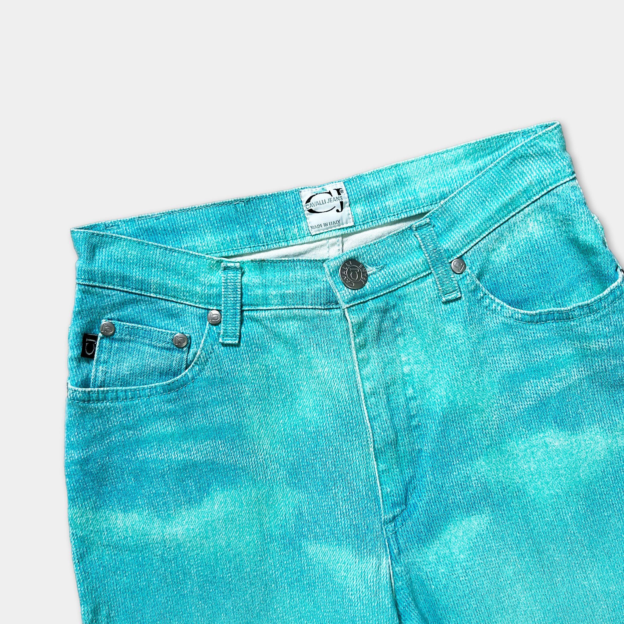 Roberto Cavalli Cavalli 00's Blue Gradient Tie-Dye Jeans Size 29" - 2 Thumbnail
