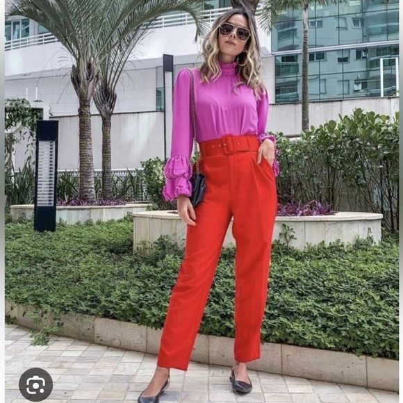 Zara Zara High Rise Pink Pleated Taper Trouser Pants Grailed